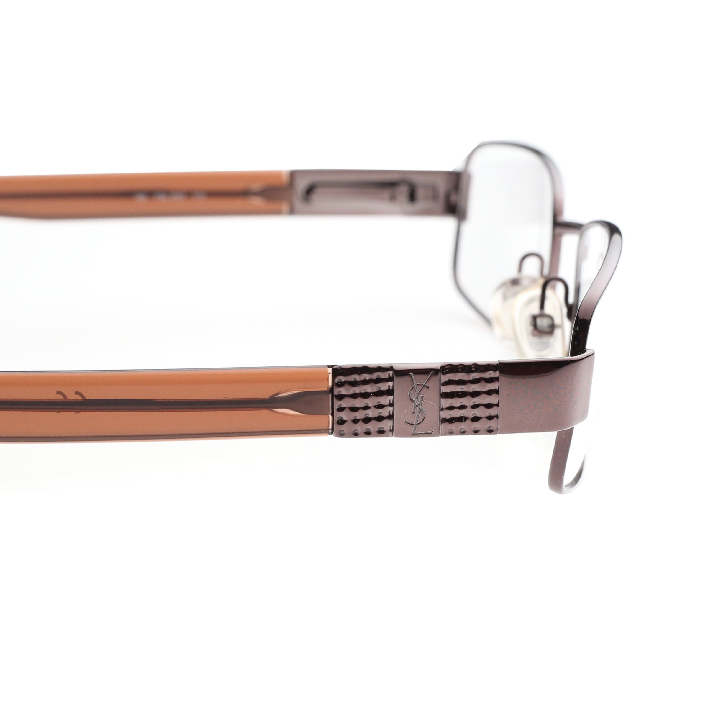 Yves Saint Laurent Yves Saint Laurent '90s Brown Signature Crystals Glasses Size ONE SIZE - 2 Thumbnail