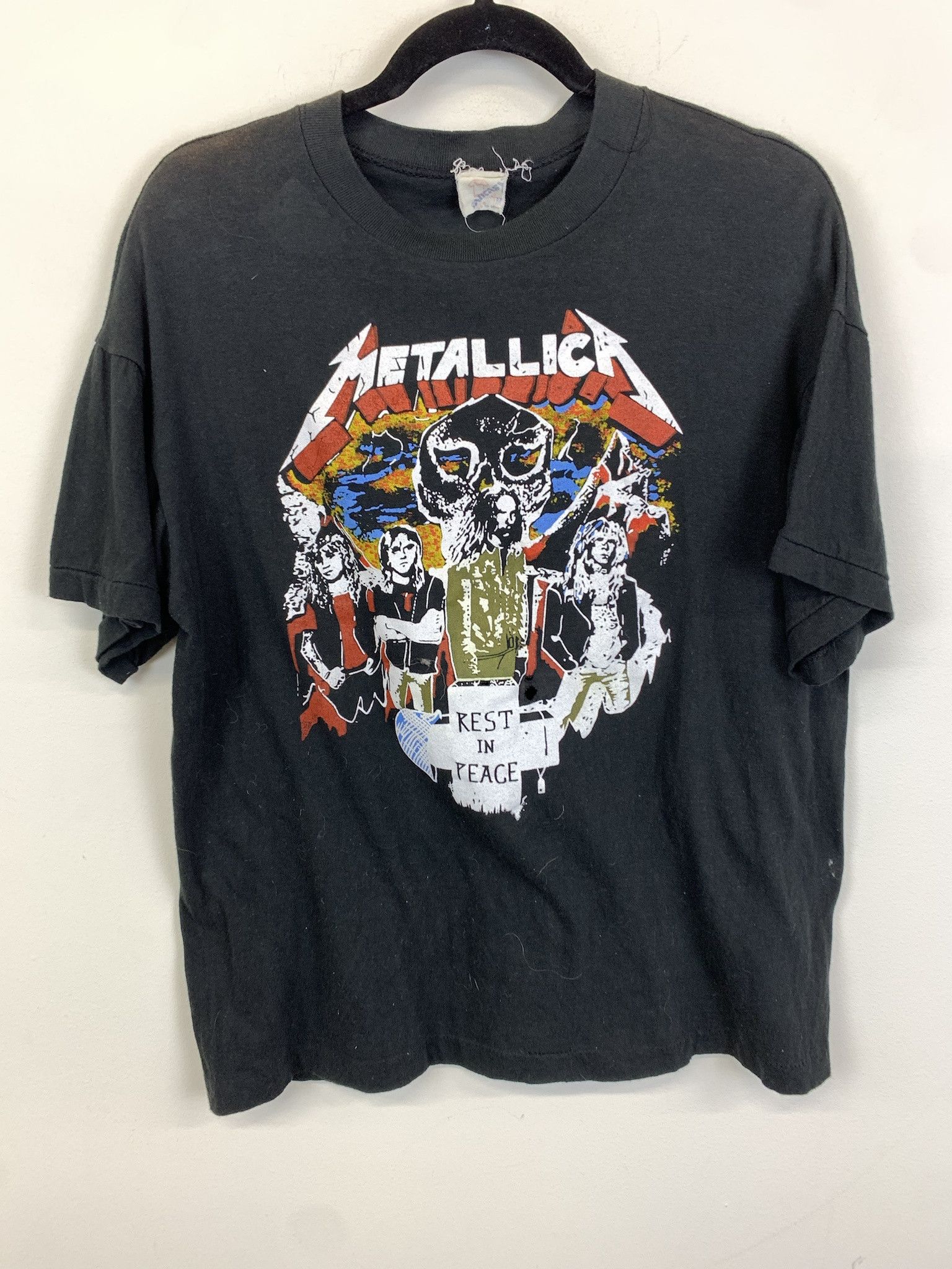 Vintage 1980s Metallica Rest In Peace Rare Singlestitch Tee Size M
