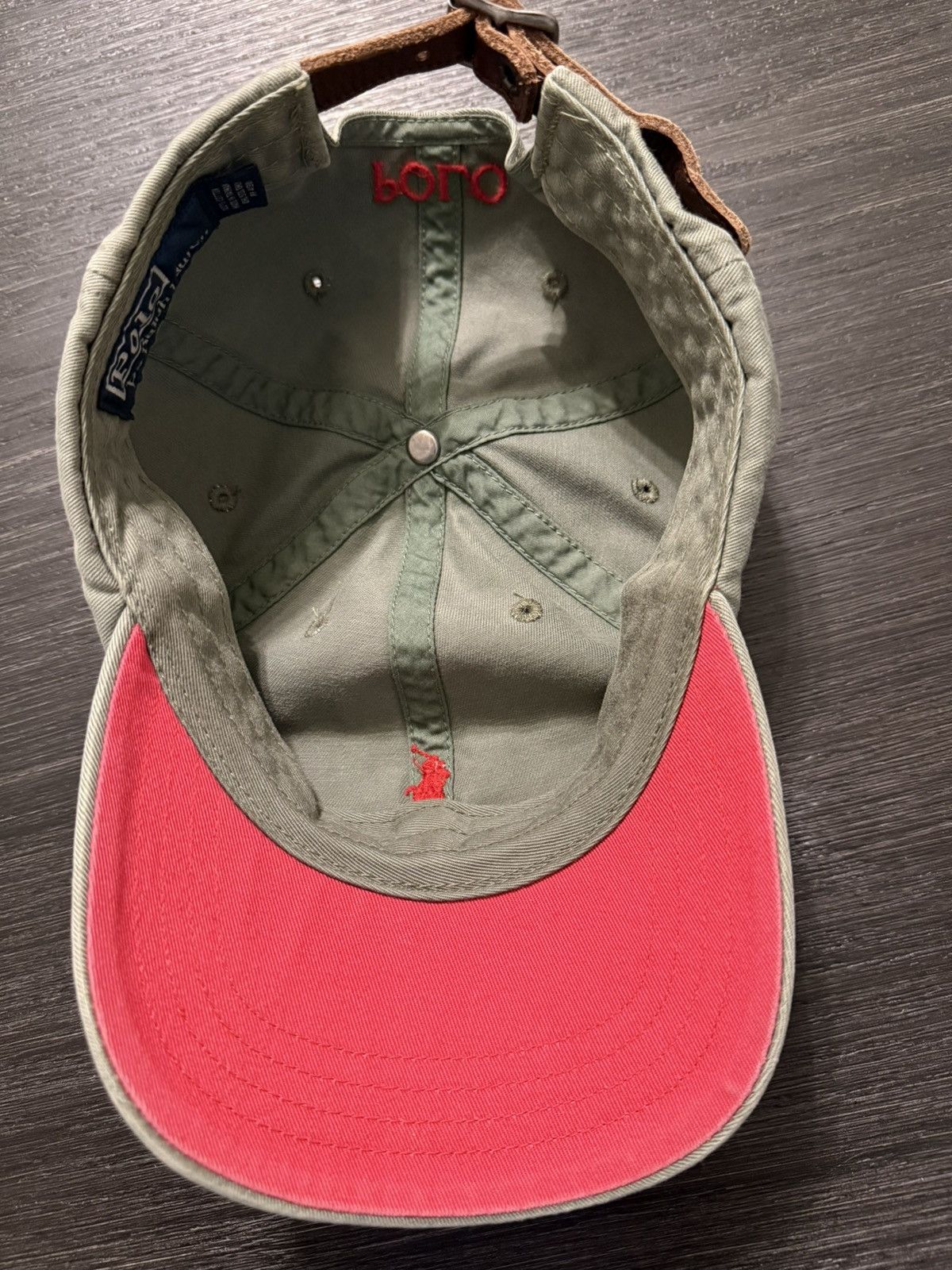Polo Ralph Lauren Vintage Polo Ralph Lauren Strapback Hat Olive Red Size ONE SIZE - 6 Thumbnail