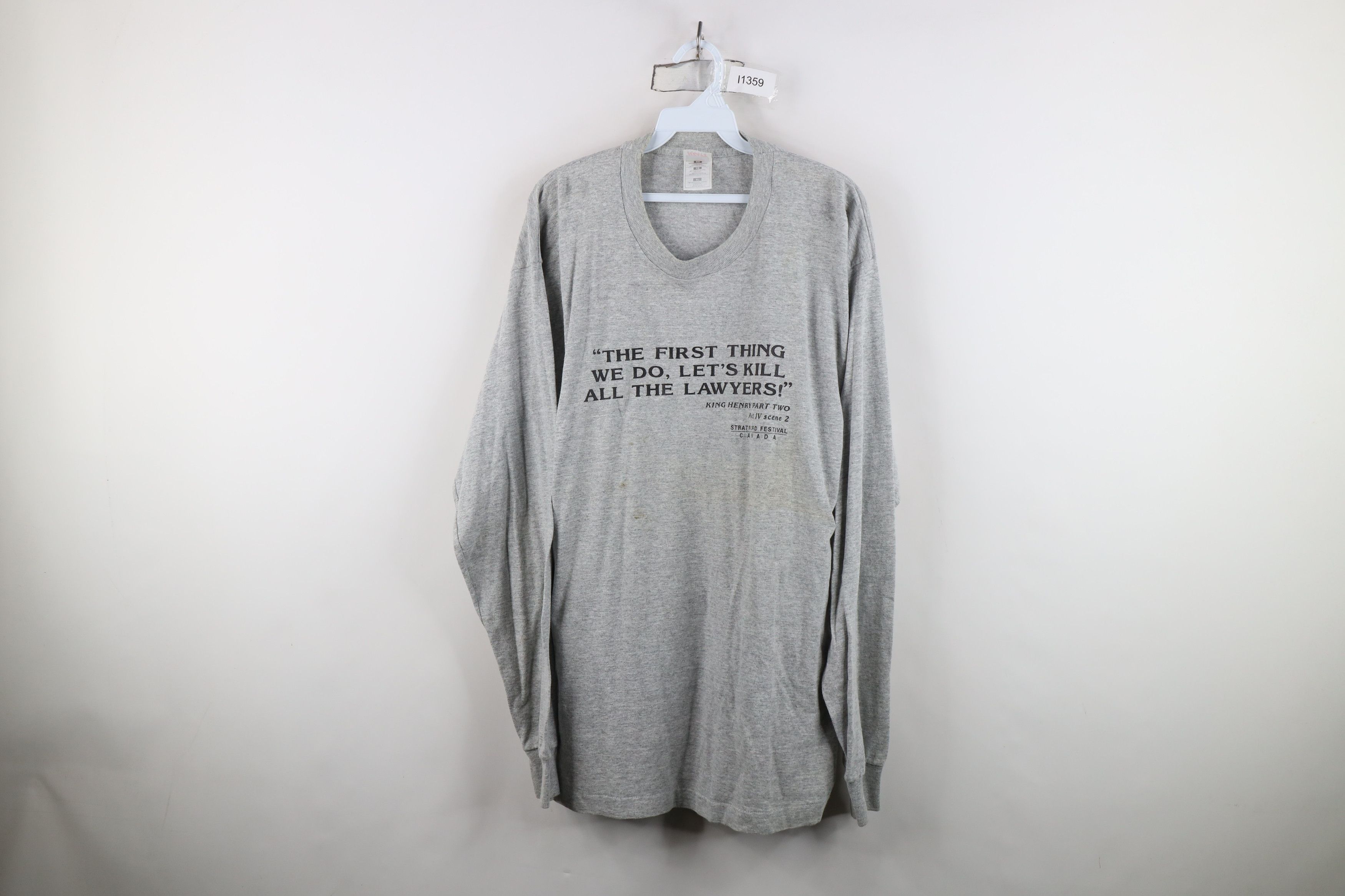 Vintage Vintage 90s Lawyers King Henry Stratford Festival T-Shirt Size US XL / EU 56 / 4 - 1 Thumbnail