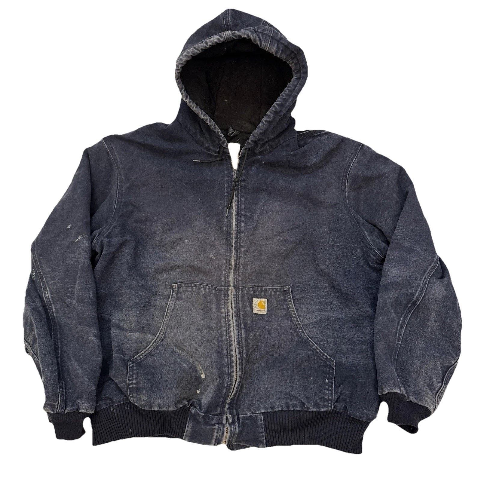 Carhartt Carhartt Canvas Jacket Blue Quilted Lining Hooded Mens XL VT Size US XL / EU 56 / 4 - 1 Thumbnail