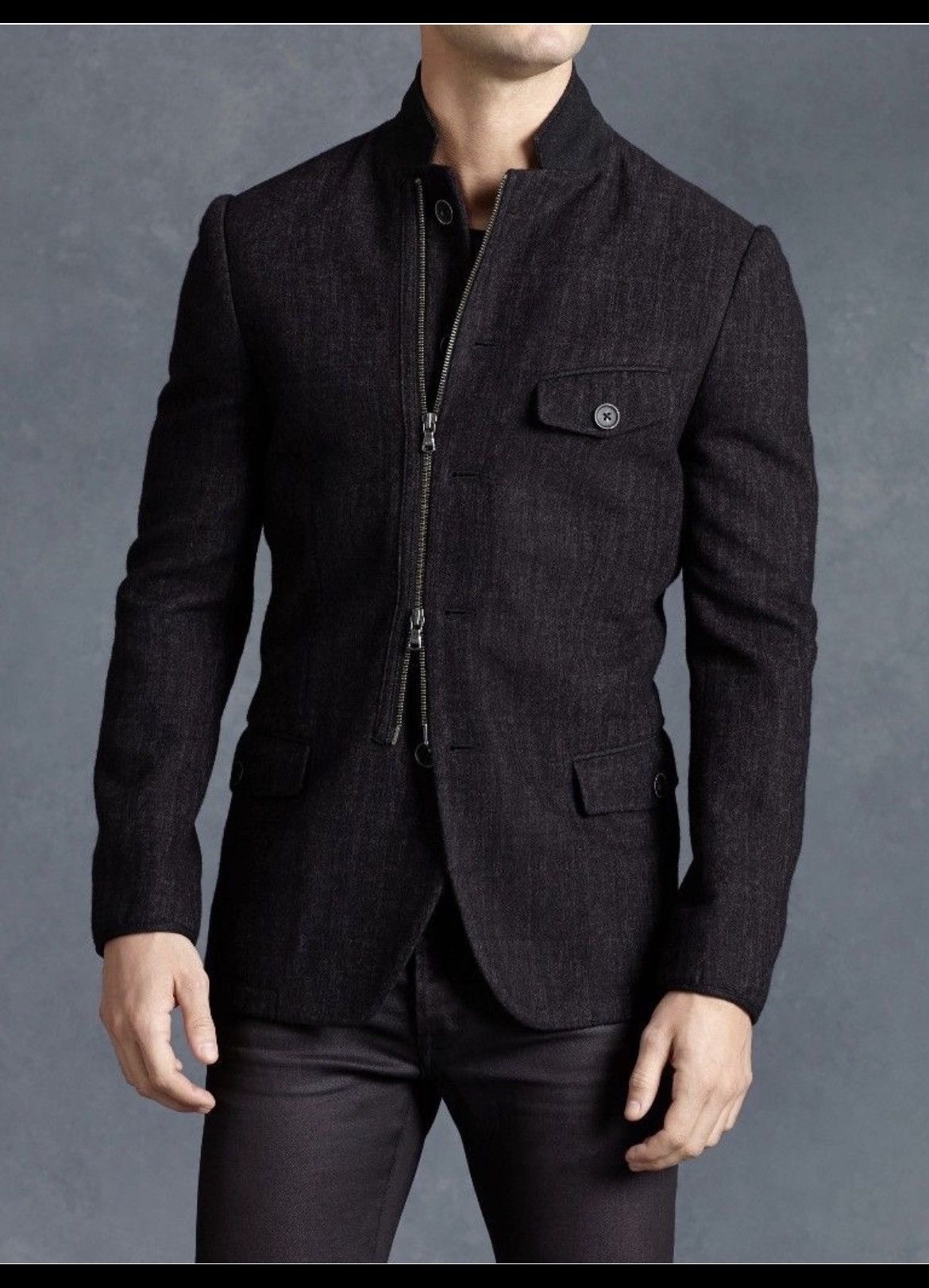 John Varvatos Zip Front Blazer Jacket Size USA 38 EU 48 Size US M / EU 48-50 / 2 - 2 Thumbnail