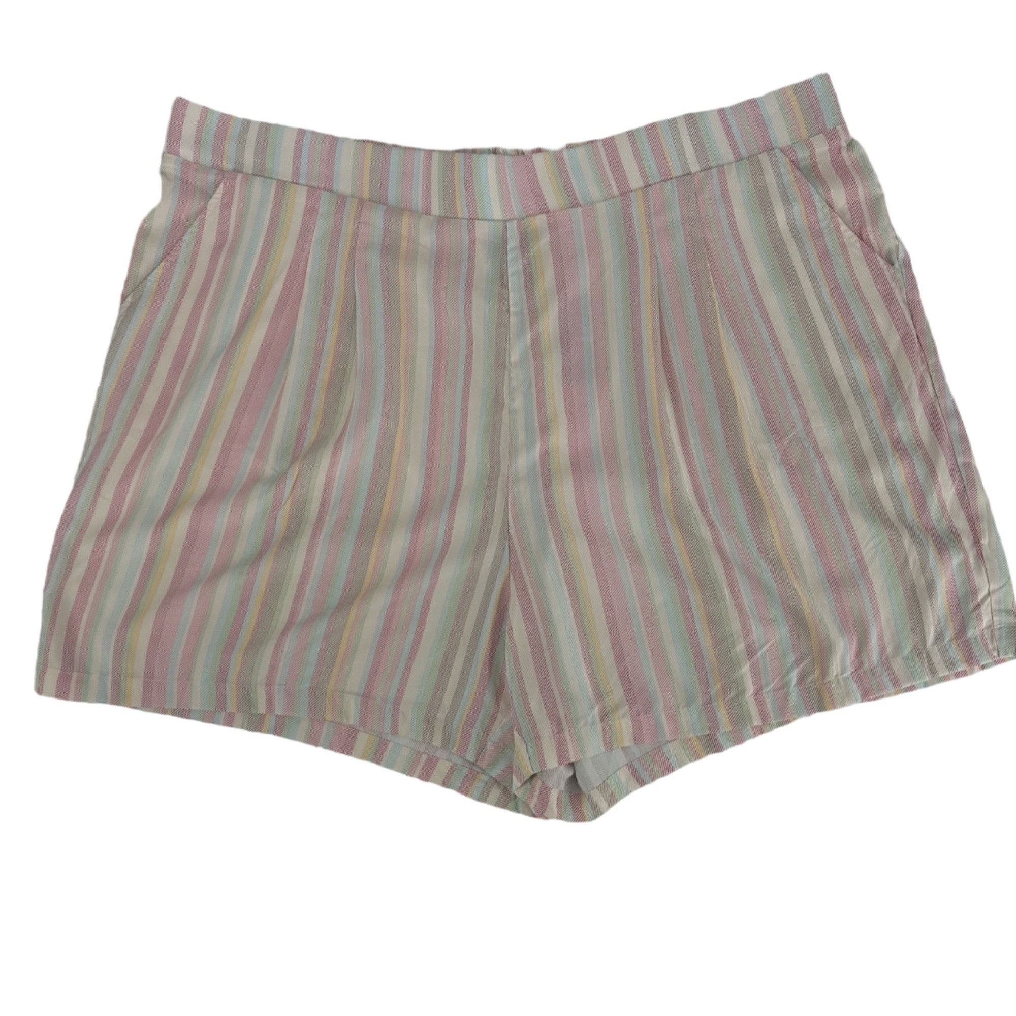 Torrid Torrid Plus Size Pastel Rainbow Striped Challis Shorts - 4 Size 27" / US 4 / IT 40 - 1 Thumbnail
