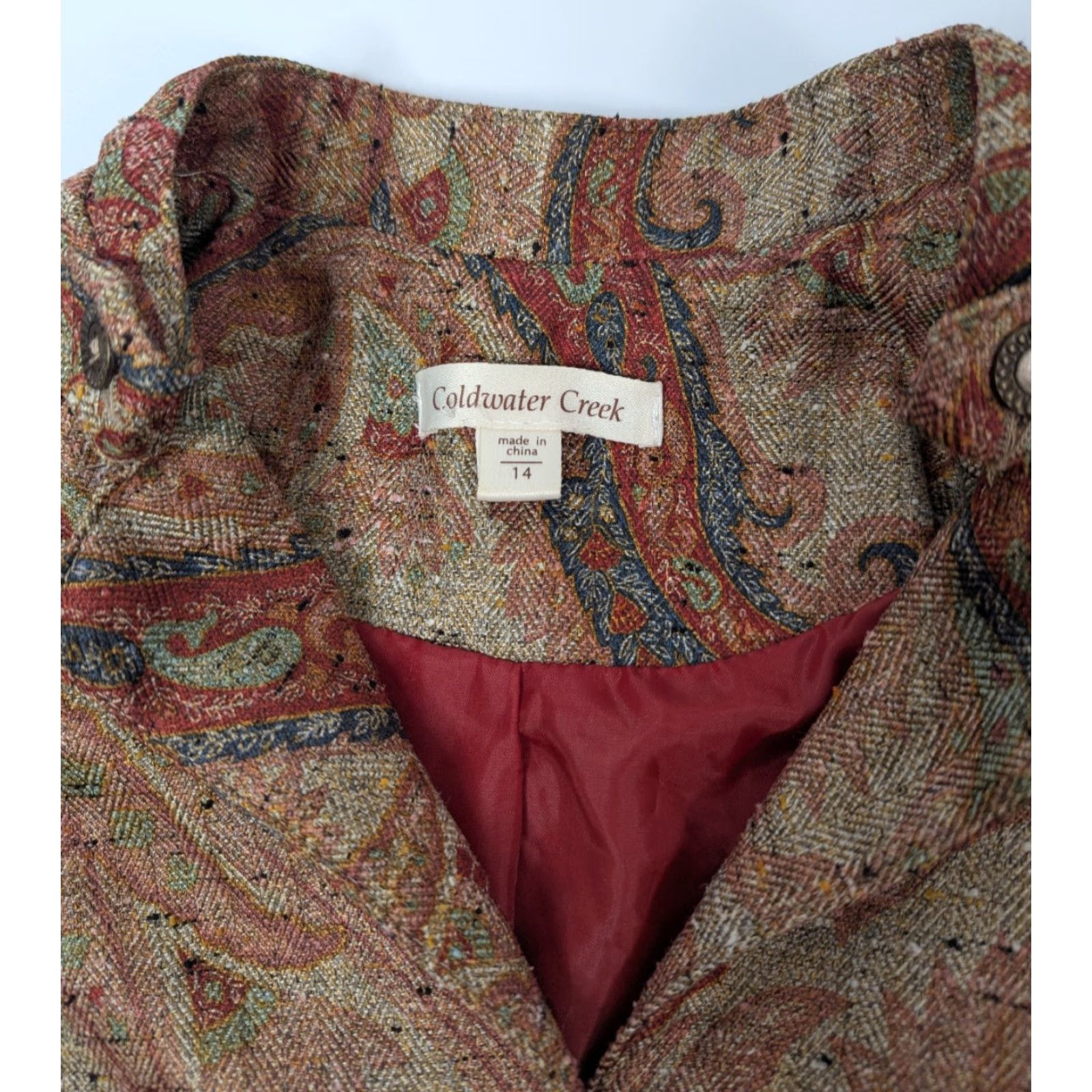 Coldwater Creek Coldwater Creek Women’s Paisley Tapestry Tweed Blazer Jacket Brown Career Sz 14 Size XL / US 12-14 / IT 48-50 - 7 Thumbnail