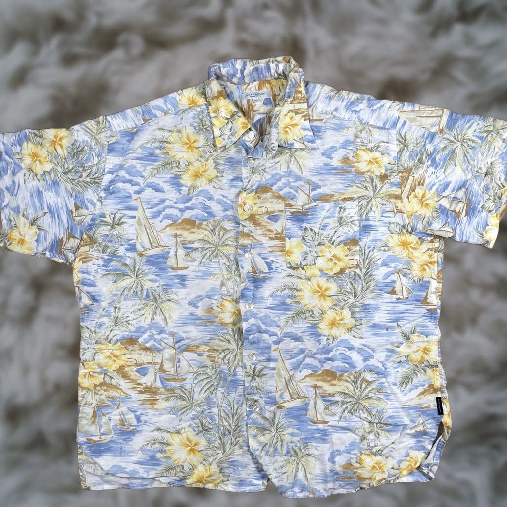 Canon Alex Cannon Shirt Mens XL Extra Large Linen Rayon Hawaiian ButtonUp Short Sleeve Size US XL / EU 56 / 4 - 1 Thumbnail