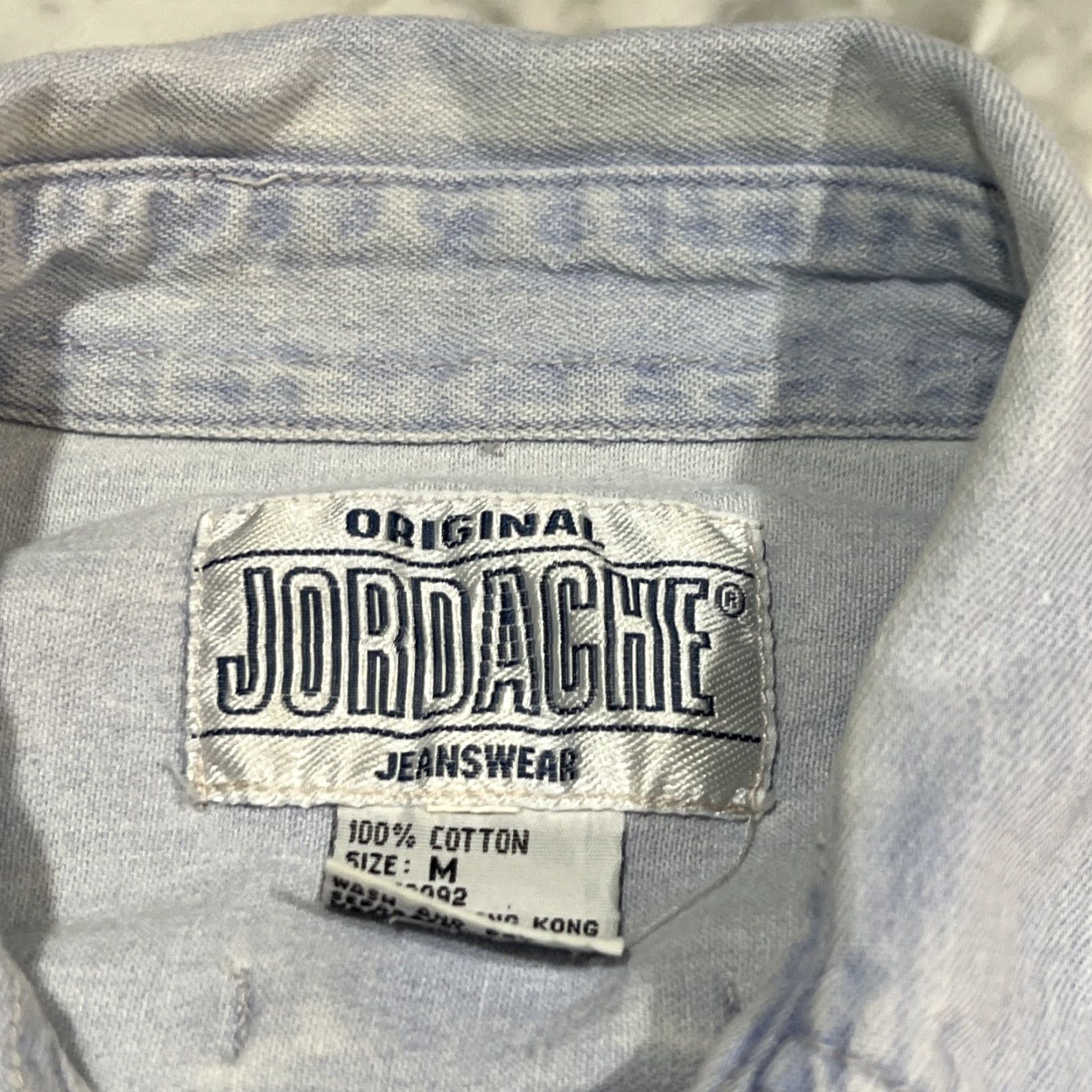 Jordache VINTAGE Jordache Jeanwear Short Sleeve Button Up Denim Cotton Women M Blue 90s Western Pockets Collared Button Classic Shirt Size 32" / US 10 / IT 46 - 4 Thumbnail