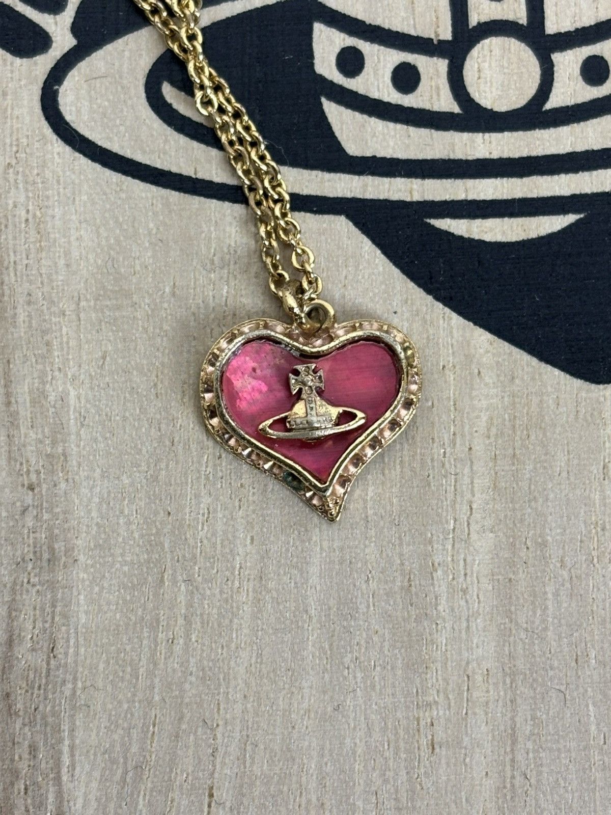 Vivienne Westwood Vivienne Westwood Petra Heart Pendant Necklace Red Diamante Size ONE SIZE - 1 Thumbnail