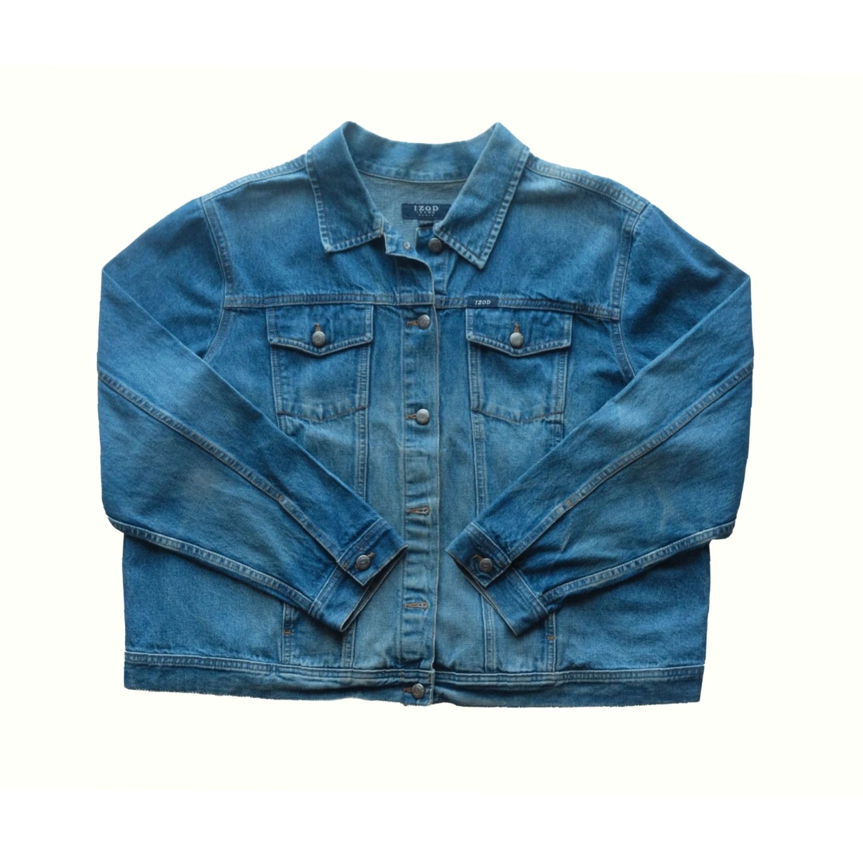Izod VINTAGE IZOD JEAN DENIM JACKET BLUE MADE IN BRAZIL VTG 90s Y2K WOMEN SZ XXL 2XL ALL SEASONS JACKET Women Size 40" / US 18 - 2 Thumbnail
