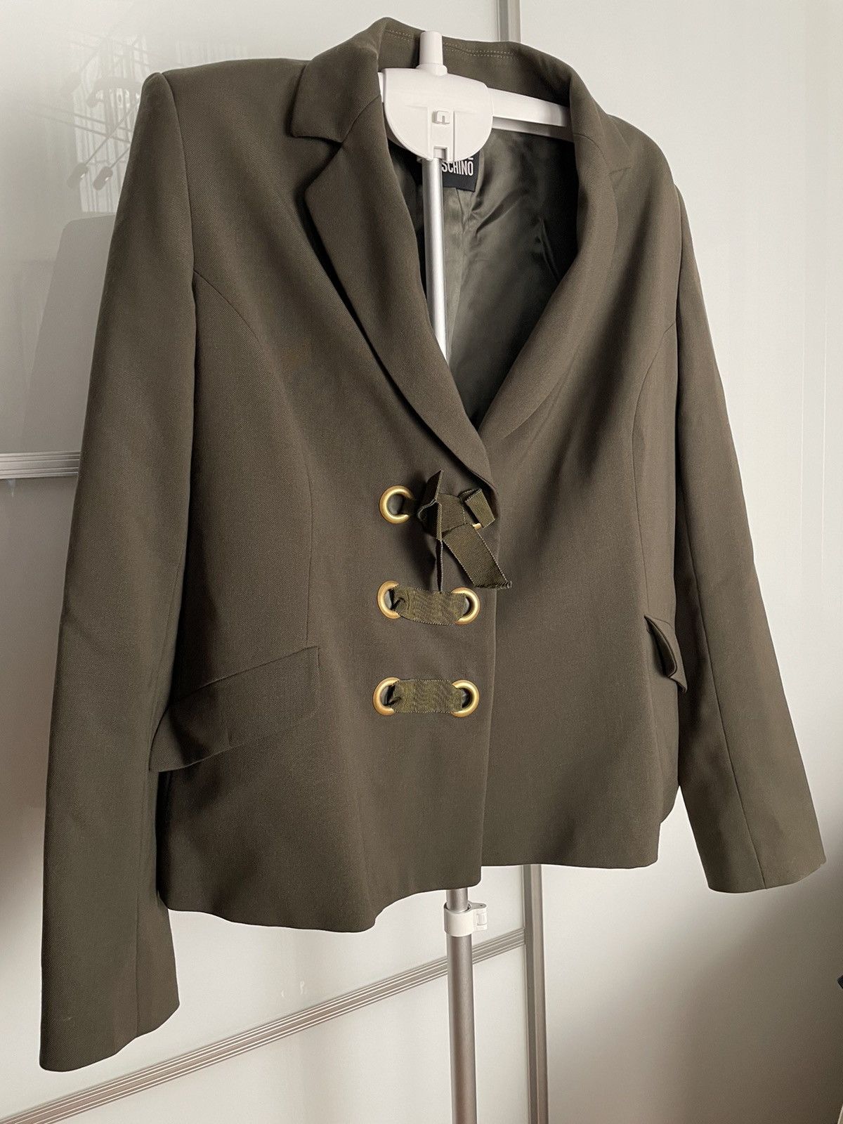 image of Wmns Love Moschino Blazer Jacket in Khaki, Men's (Size Small)