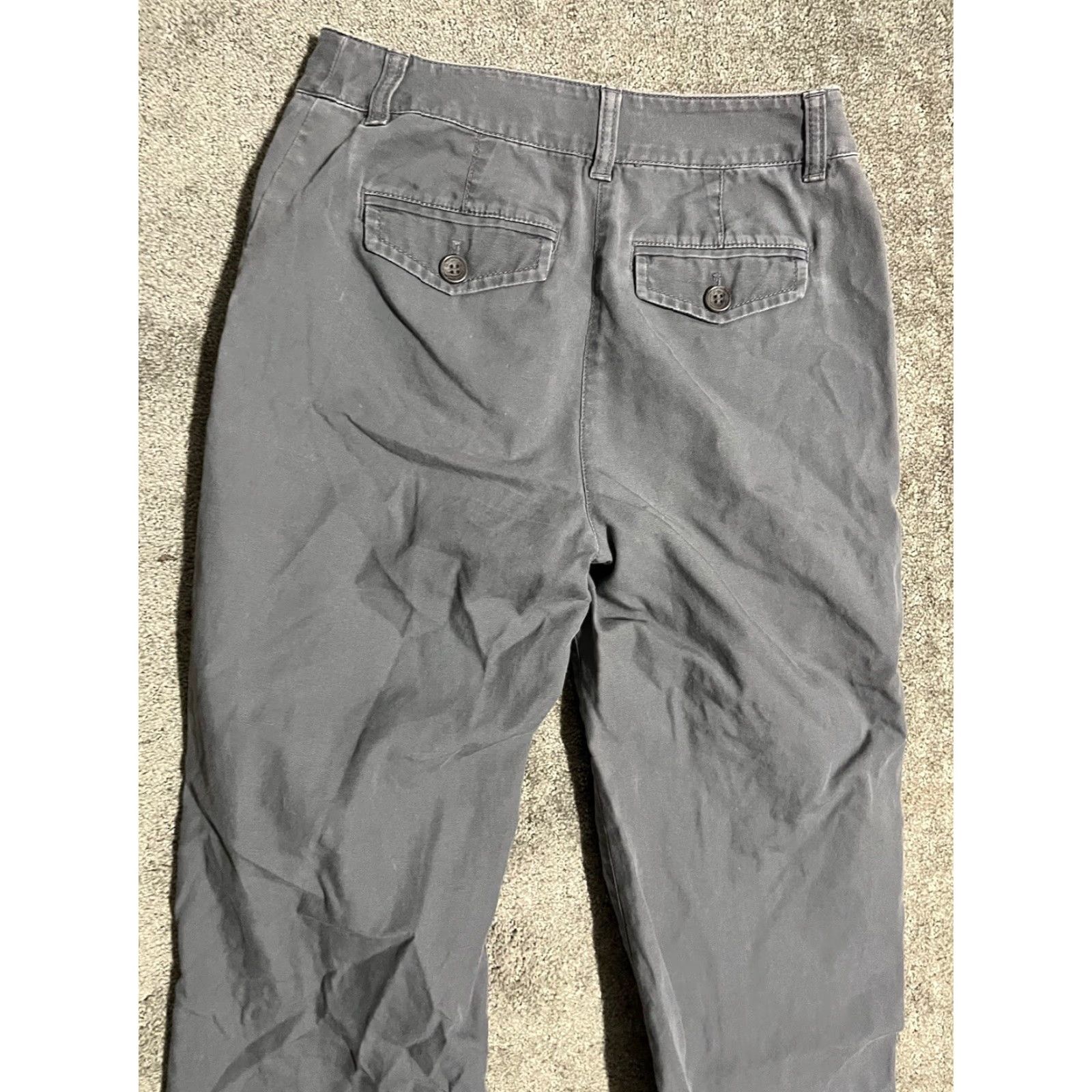Liz Claiborne Liz Claiborne Pants Womens 4P Petite Gray 100% Cotton High Rise Chino Flat Front Straight Leg Mens/Womens Size 27" / US 4 / IT 40 - 4 Thumbnail