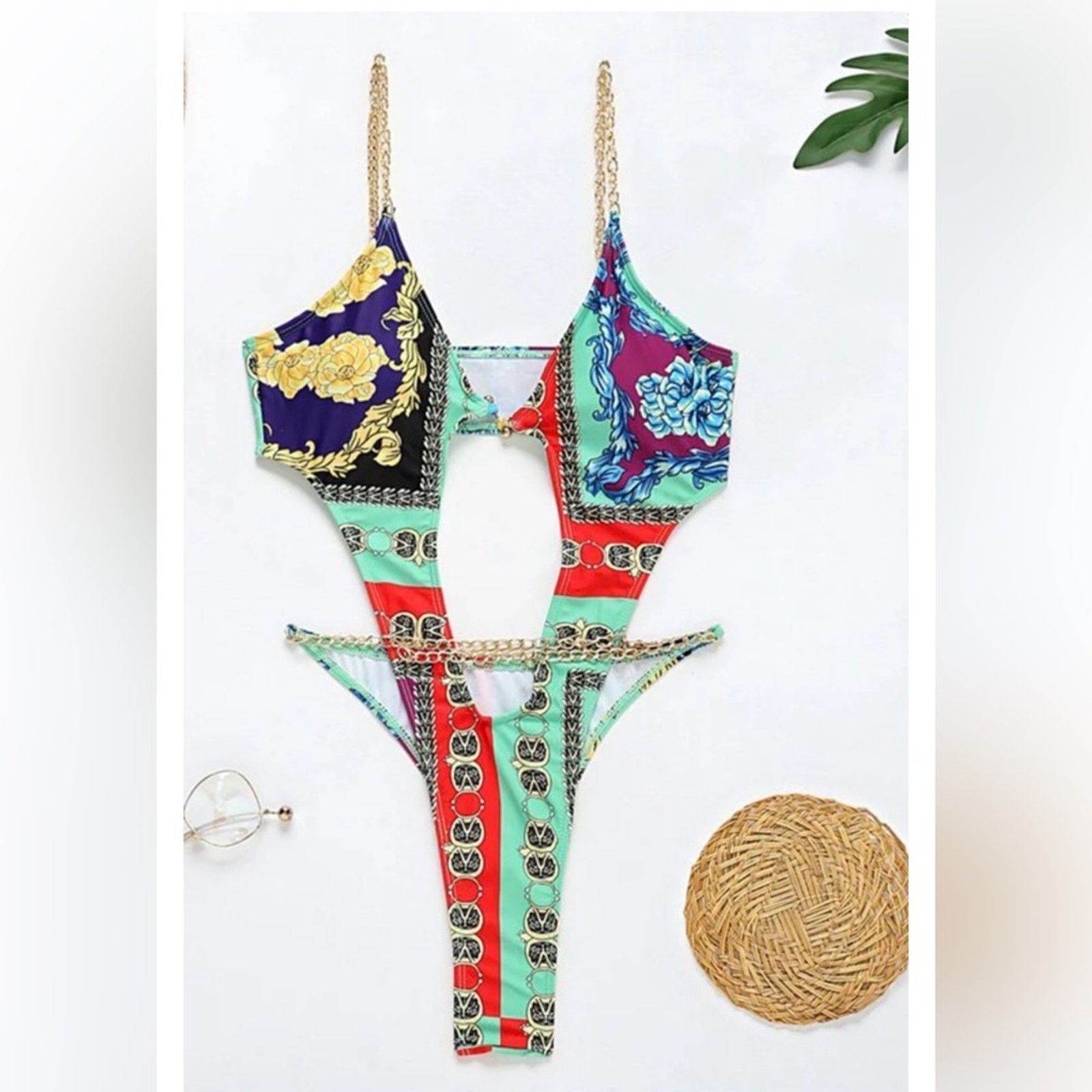 Other Multicolor One Piece Swimsuit Bikini Swimwear size S Coverup Size ONE SIZE - 8 Thumbnail