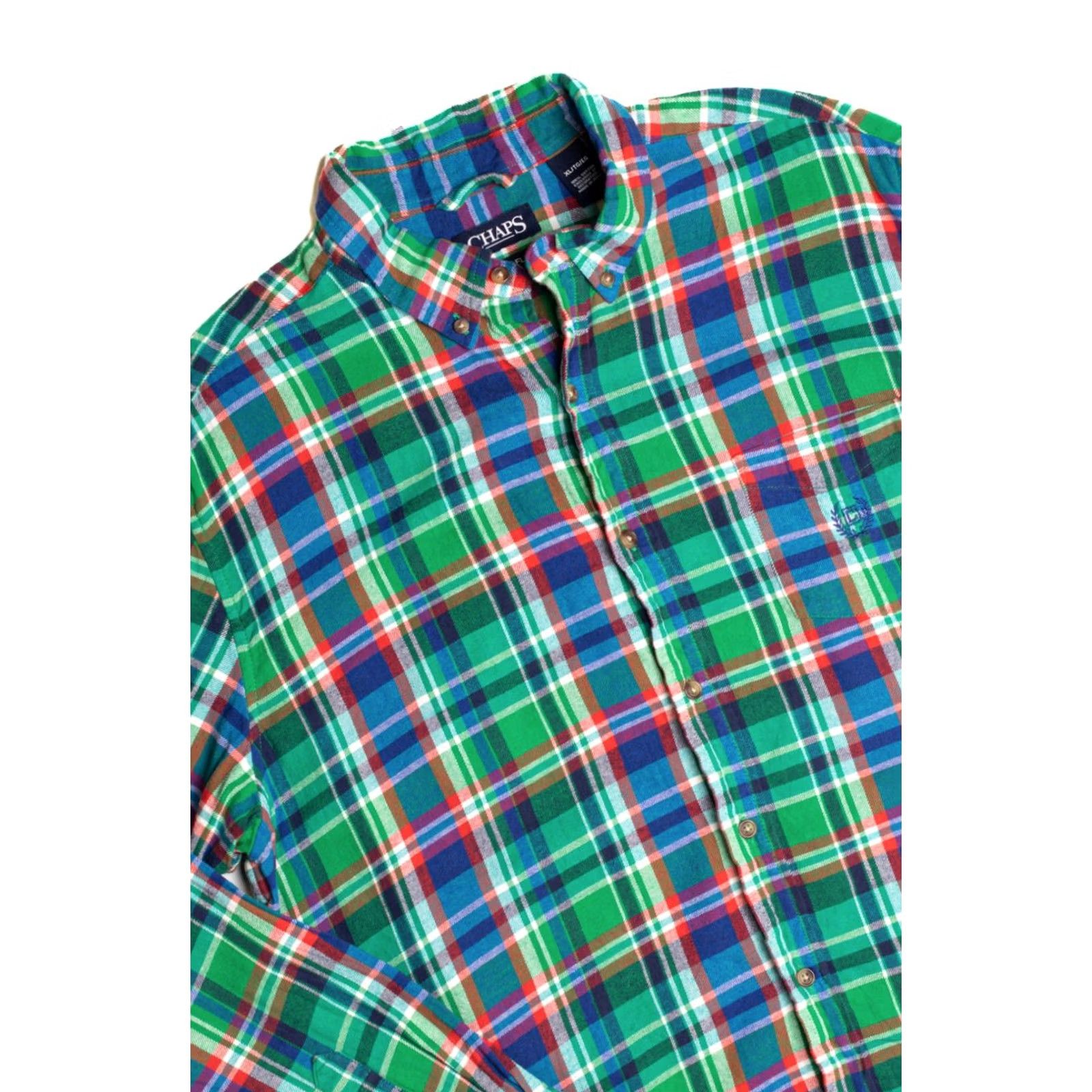 Chaps VINTAGE Chaps Green Flannel Shirt X-Large Plaid Button-Up Casual 5021 Size US XL / EU 56 / 4 - 2 Thumbnail