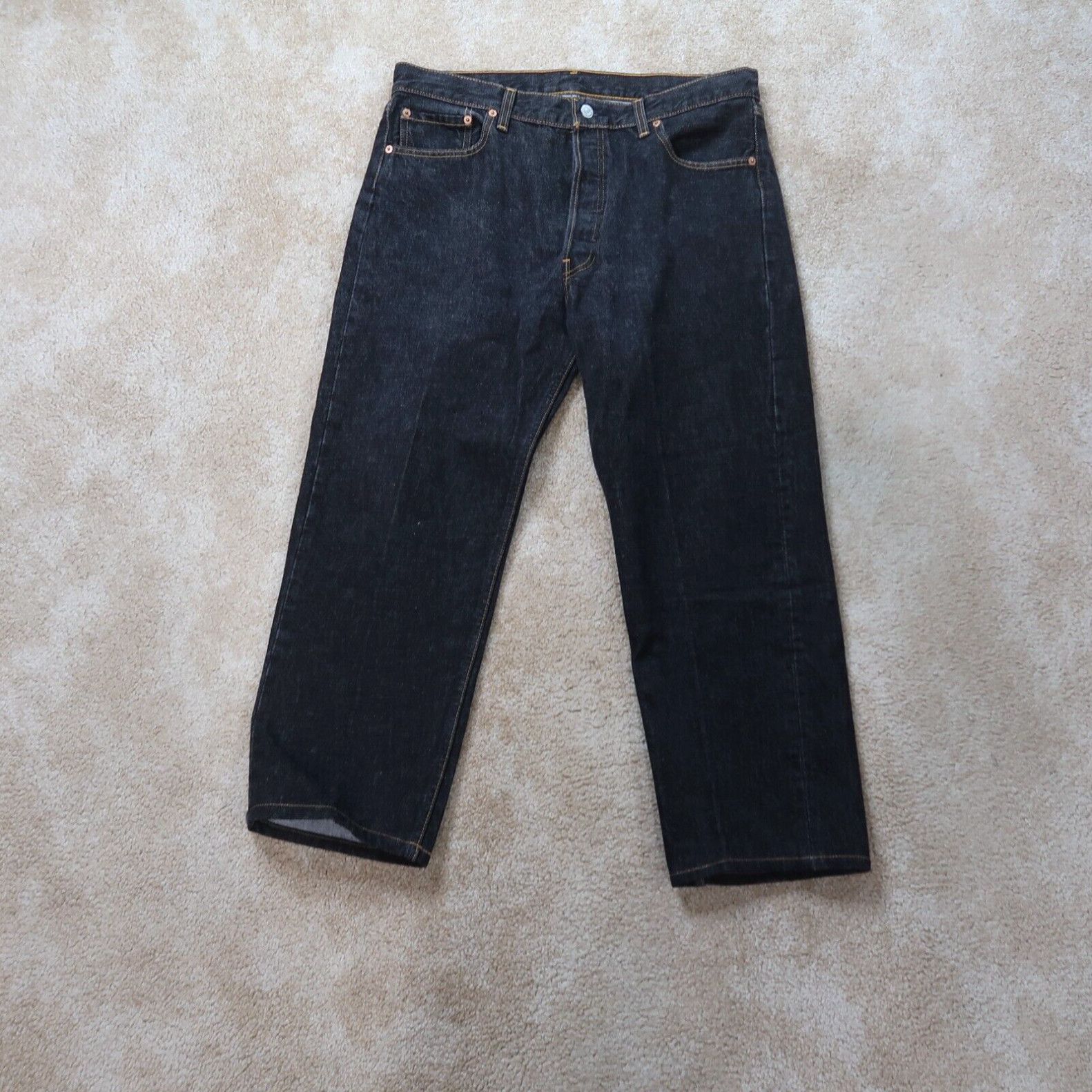 image of Levis Vintage Levi's 501 Straight Leg Jeans Men's 36X27 Black Denim Usa Made 90's in White