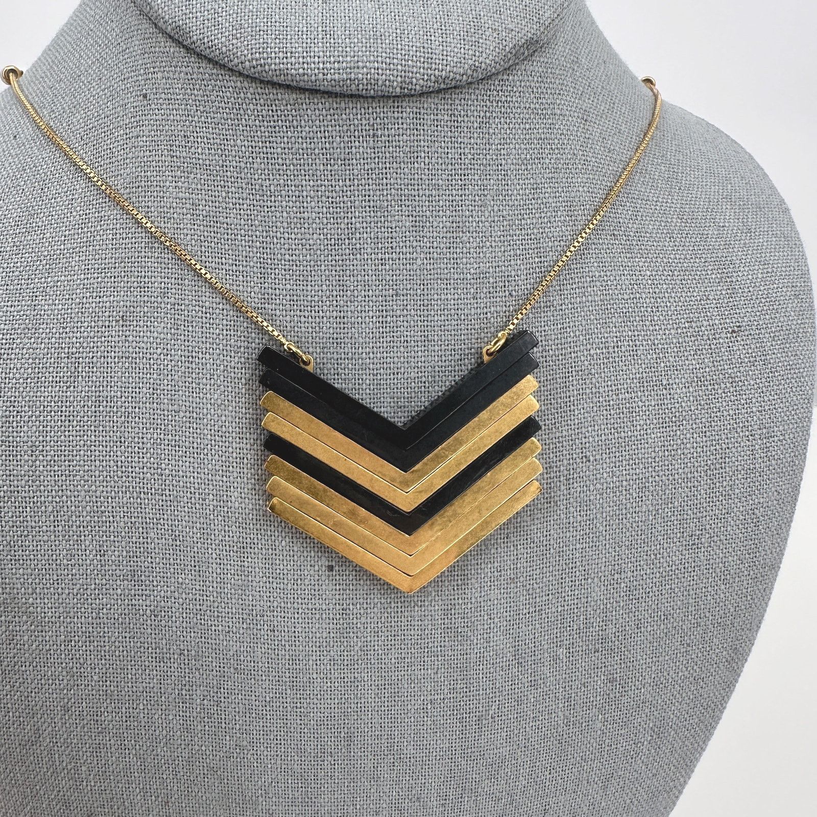 Madewell Madewell Chevron Necklace Gold Tone and Black Adjustable Size ONE SIZE - 5 Thumbnail