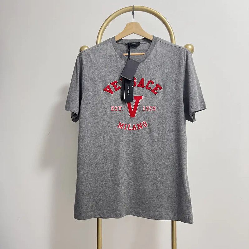 Versace Versace Grey Cotton Short Sleeve T-Shirt 0089 Size US M / EU 48-50 / 2 - 1 Thumbnail