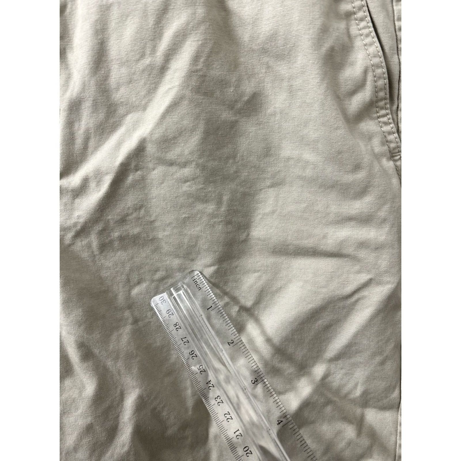 Vintage L.L. Bean Signature Shorts Mens 36 Beige Slim Straight Fit 304413 Canvas Cotton Zipper Flat Front Pockets Chino Summer Casual Vintage: No Size US 36 / EU 52 - 5 Thumbnail
