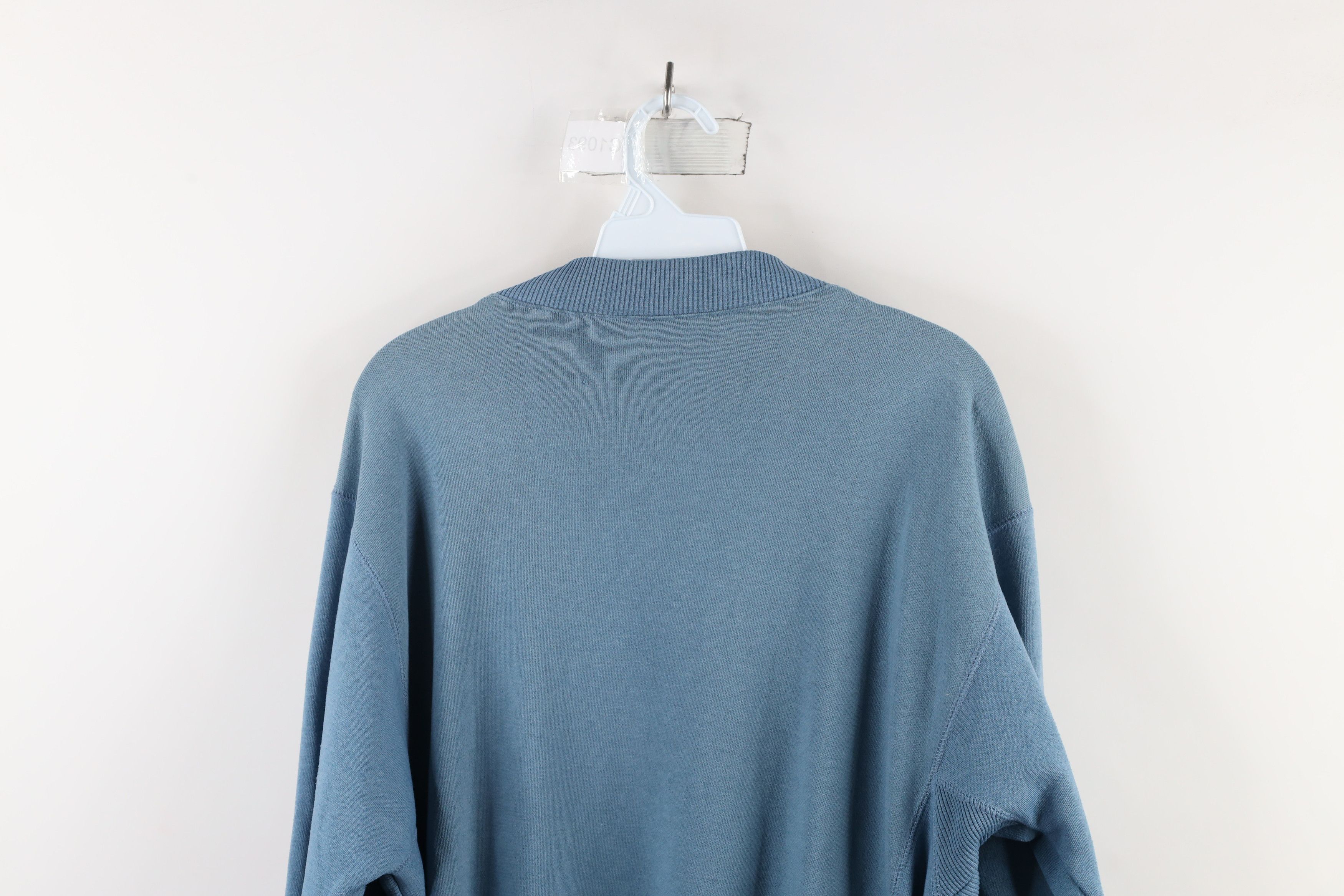 Vintage Vintage 90s Streetwear Blank Henley Pullover Sweatshirt Blue Size US L / EU 52-54 / 3 - 10 Thumbnail