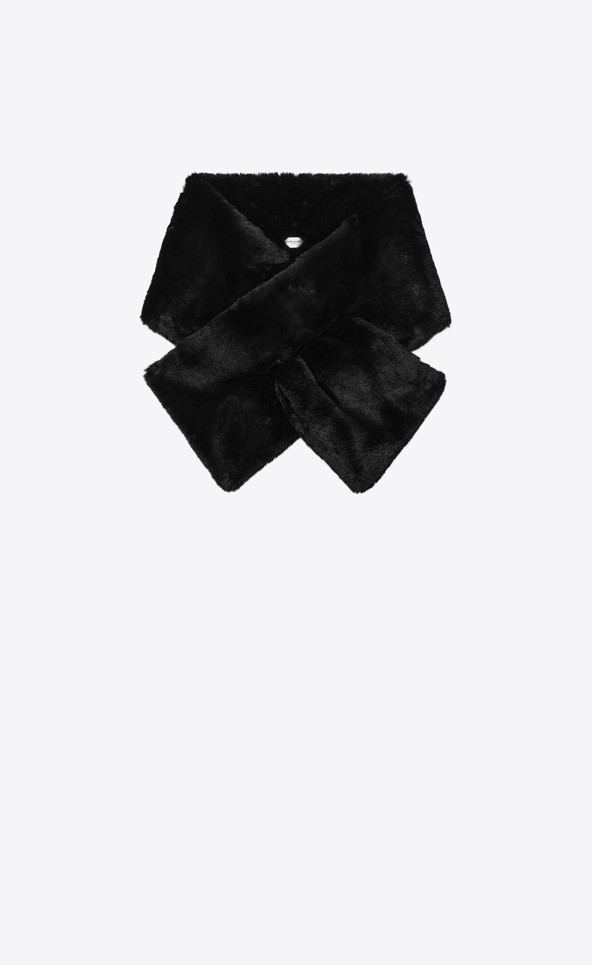 Saint Laurent Paris o1s1wg110824 Size: OS / Cross Closure Scarf Free Fur Black Size ONE SIZE - 1 Thumbnail