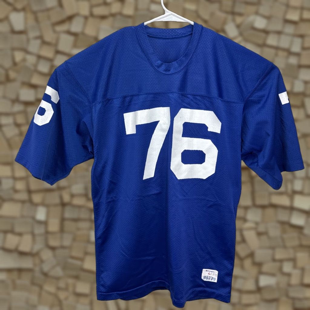 Champion VINTAGE Champion Football Jersey Blue #76 Large Men’s 70s USA Crew Neck Short Sleeve Athletic Jersey Size US L / EU 52-54 / 3 - 1 Thumbnail