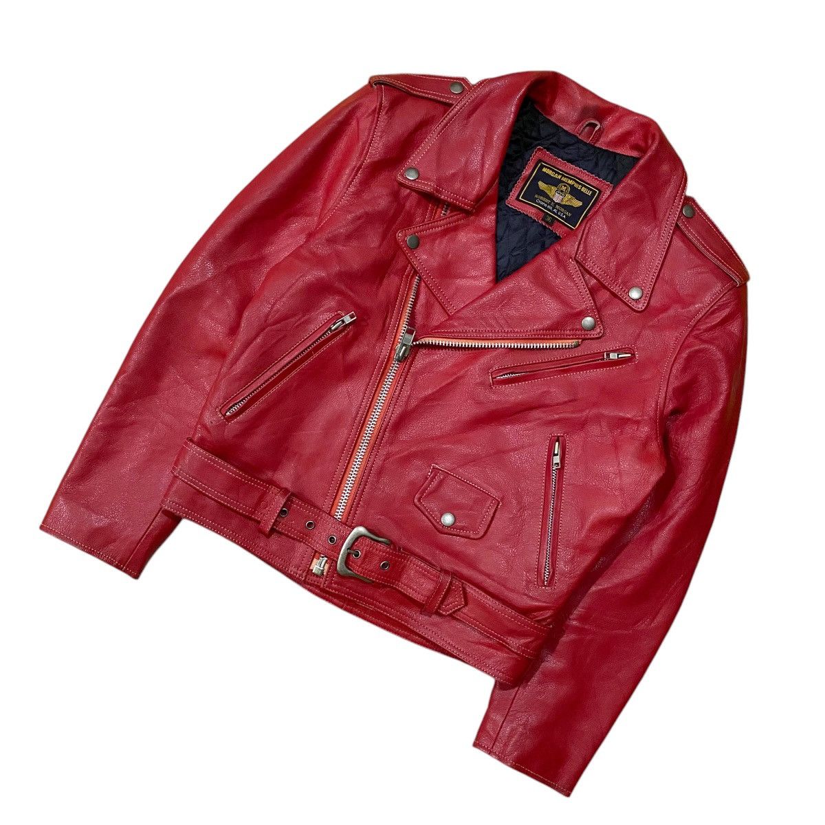Genuine Leather 🔥Morgan Memphis Belle double collar biker jacket Size US M / EU 48-50 / 2 - 2 Thumbnail