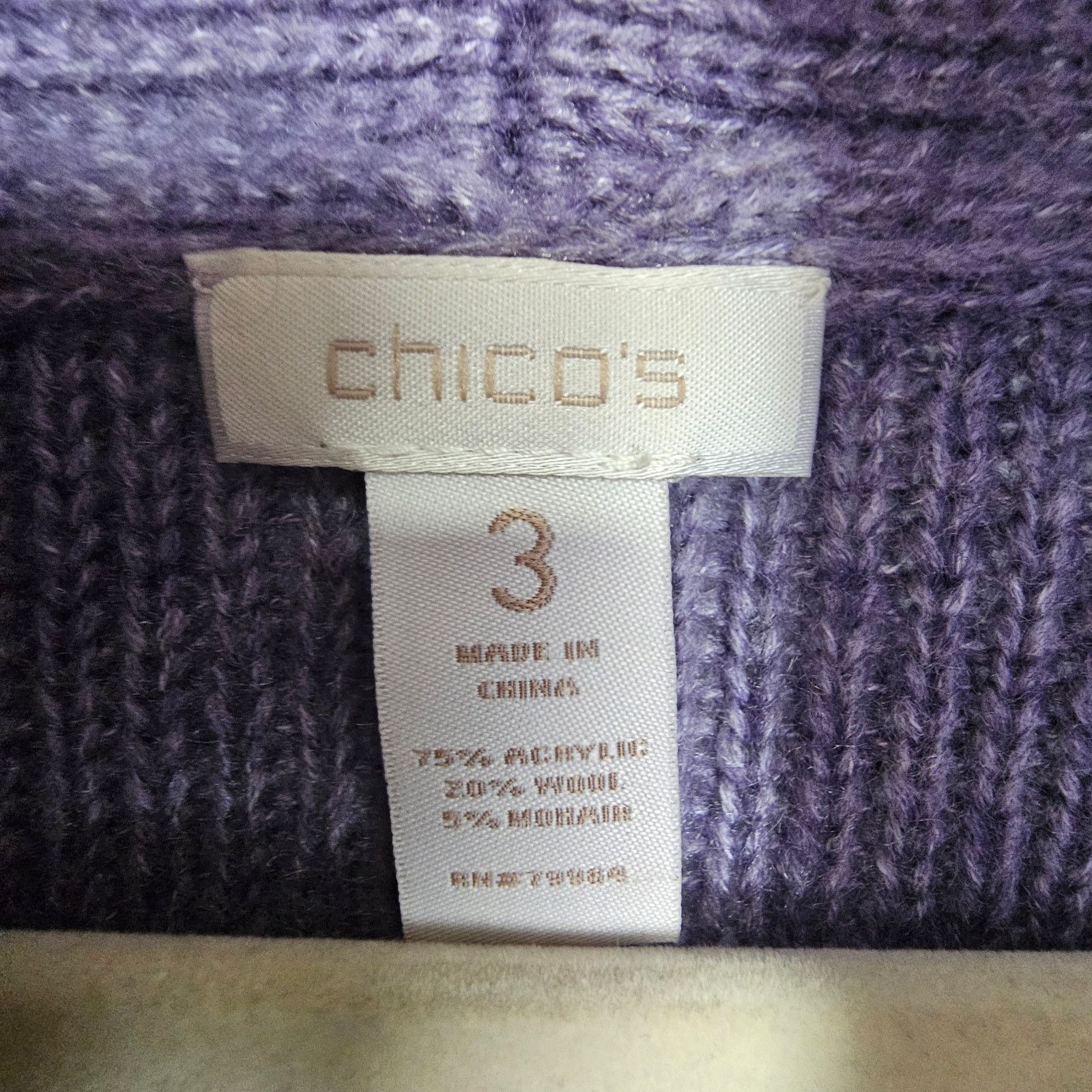 Chicos Chicos Womens Wool Mohair Cardigan Sweater Cable Knit 3 XL Size XL / US 12-14 / IT 48-50 - 6 Thumbnail
