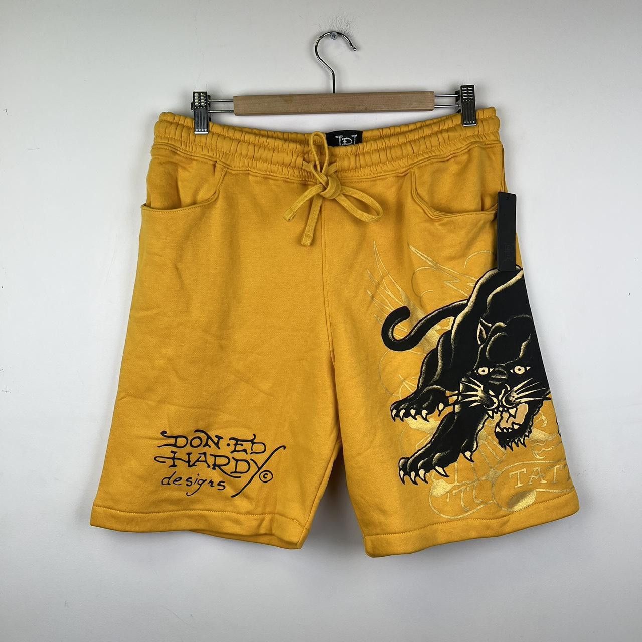 Ed Hardy NEW! Ed Hardy Men's Panther Graphic Lounge Shorts - Yellow Size US 32 / EU 48 - 1 Thumbnail