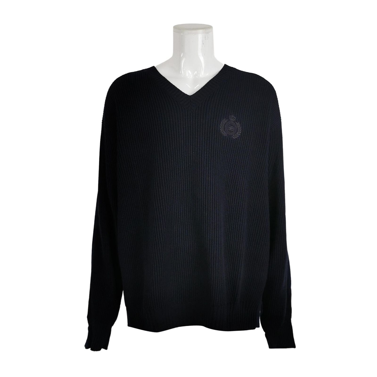 Balenciaga Balenciaga Mixed-Media V-Neck Sweater Size S Size US S / EU 44-46 / 1 - 1 Thumbnail