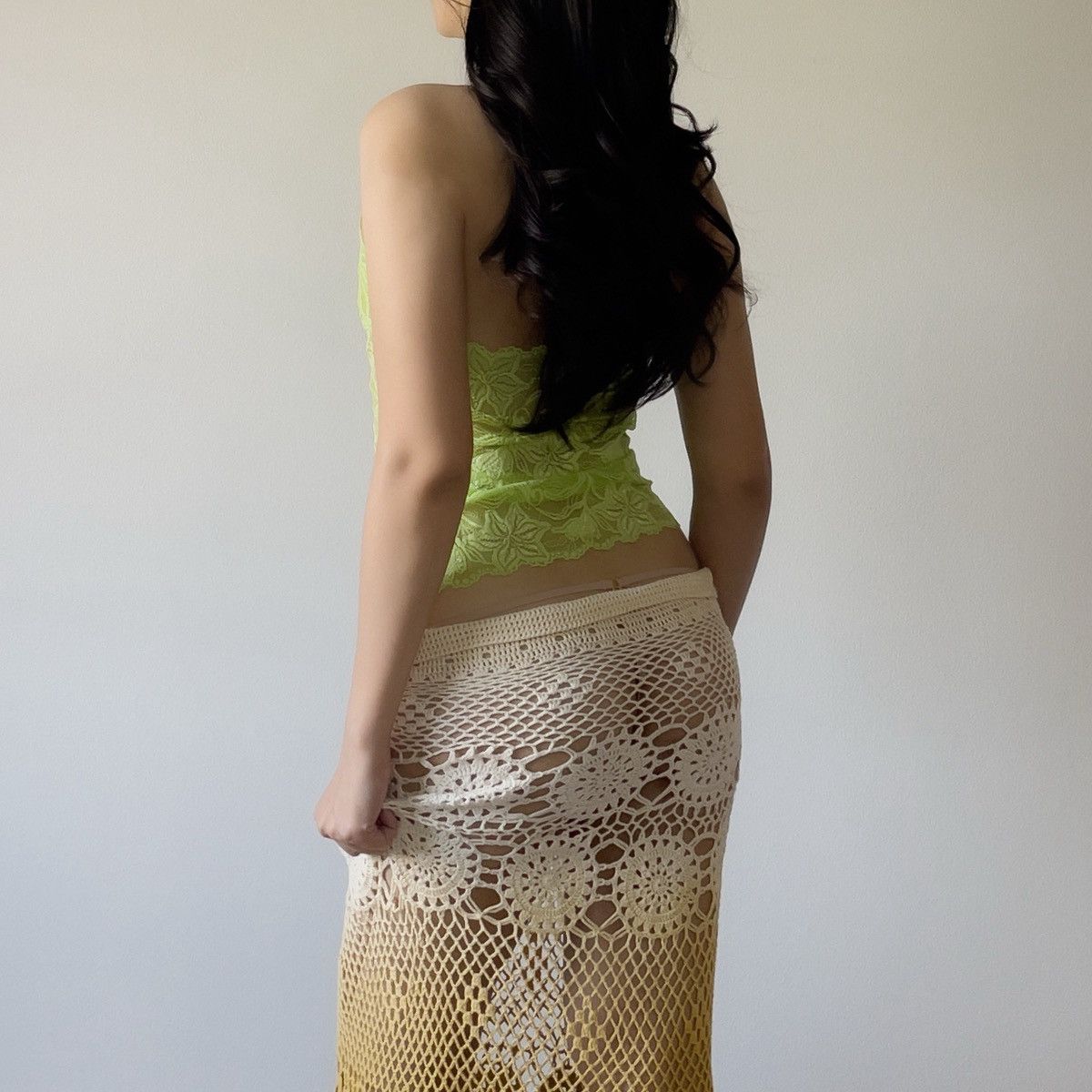 Other Romantic Y2K Lime Green Lace Sheer Halter Camisole (M) Size M / US 6-8 / IT 42-44 - 7 Thumbnail