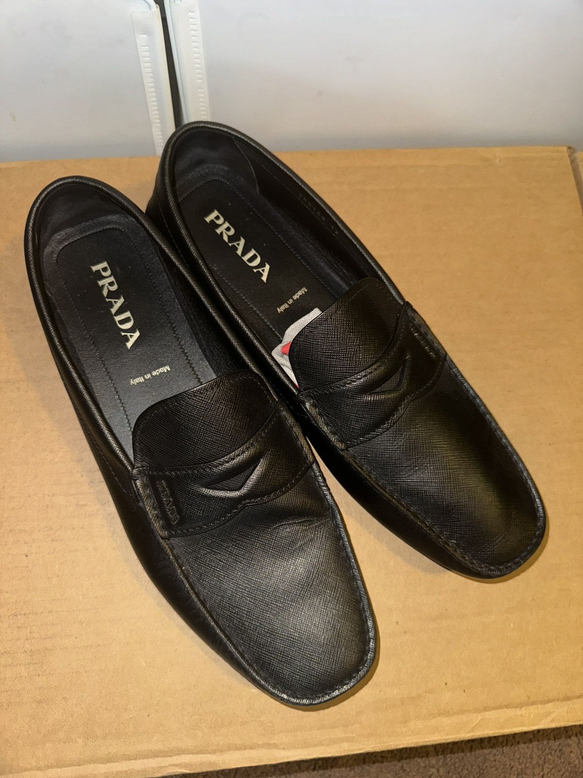 即購入⭕️ archive prada leather driving shoes Black Shuffle leather shoes with buckle | PRADA