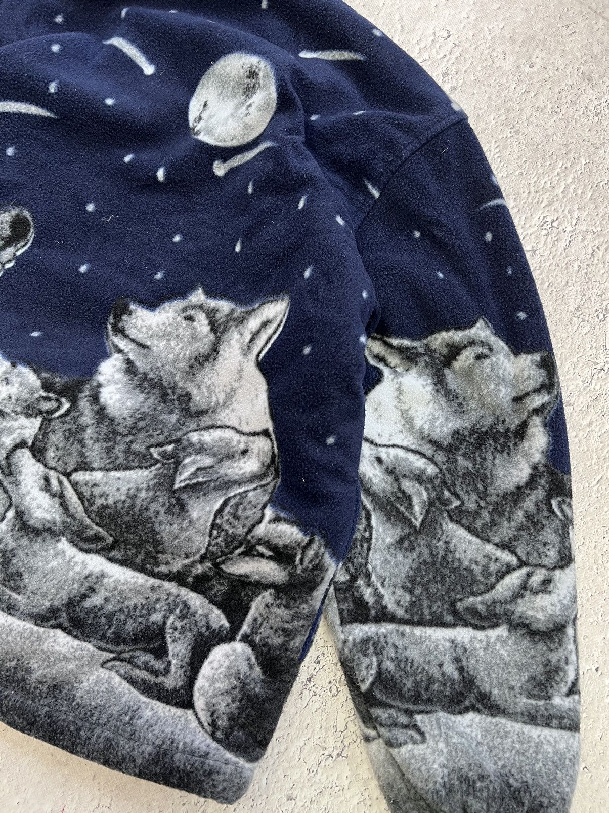 Vintage × Woolf Vintage Sherpa Animal Wolf Overprint Polar Fleece Jacket Size US L / EU 52-54 / 3 - 12 Thumbnail