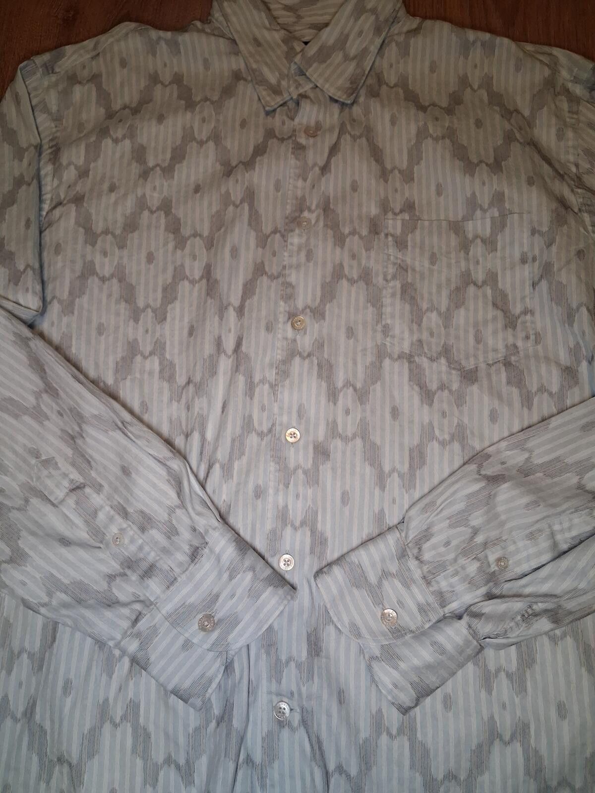 Canali Canali Dress Shirt Mens XXL Blue Abstract Design Cotton Size 48R - 4 Thumbnail