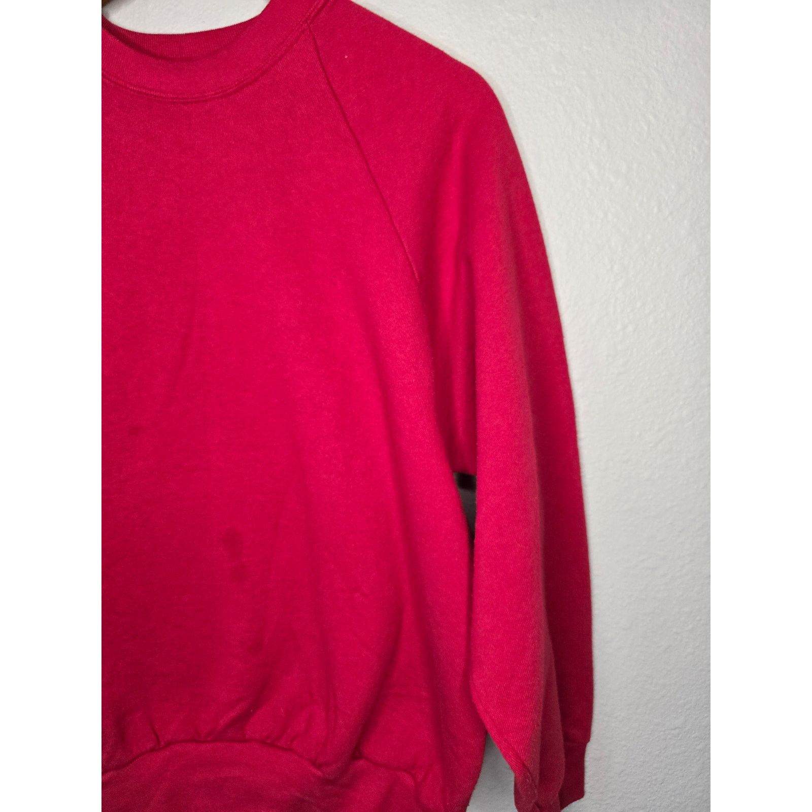 Fruit Of The Loom × Vintage Vintage Womens Blank Crewneck Large Red Sweatshirt 90s Size L / US 10 / IT 46 - 2 Thumbnail