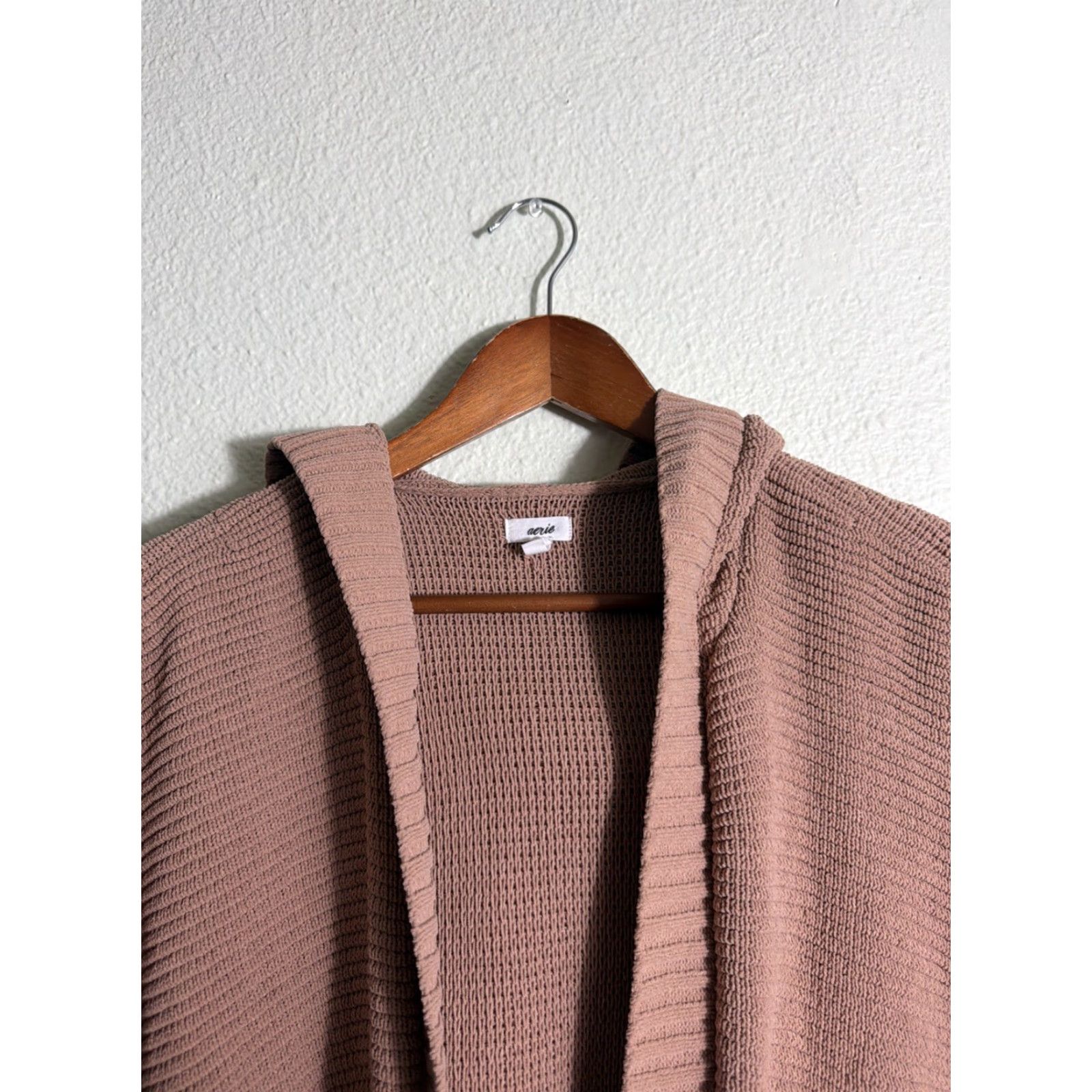 Vintage Aerie Cardigan Shirt Womens Sleeveless Hooded Taupe Pockets XL Beige Polyester Size XL / US 12-14 / IT 48-50 - 3 Thumbnail