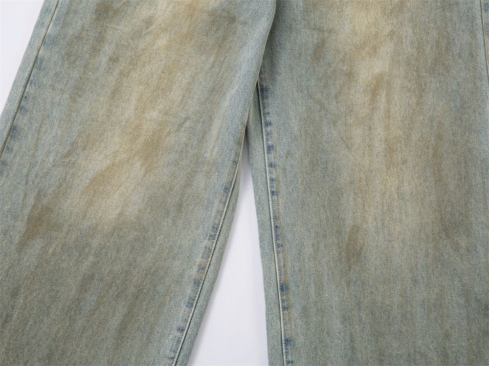 Vintage Men's vintage loose wide-leg washed distressed dirty jeans Size US 32 / EU 48 - 5 Thumbnail