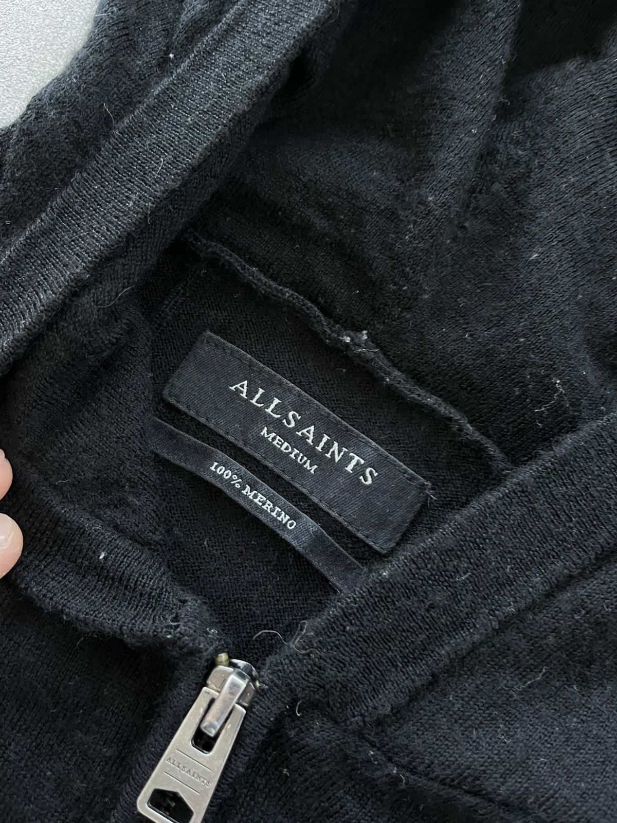 Allsaints Vintage Allsaints Black Merino Wool Zip Hoodie Punk Opium Size US M / EU 48-50 / 2 - 9 Thumbnail