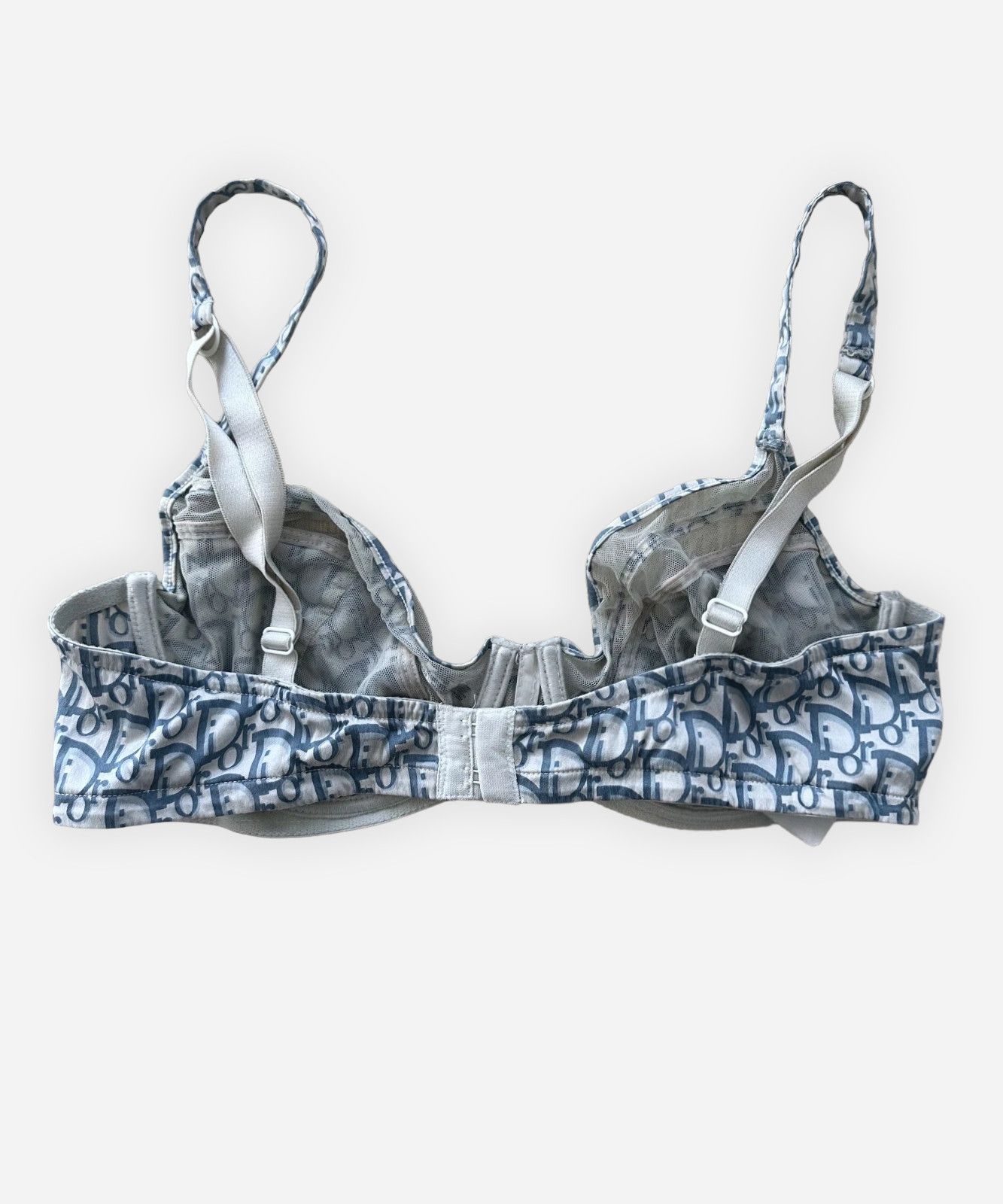 Dior Christian Dior Bra Silk Monogram CD Home White Blue Size ONE SIZE - 6 Thumbnail