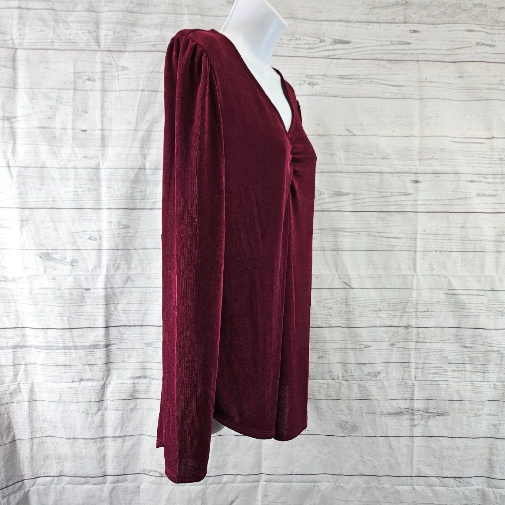 Vintage Maurices Womens Top L Burgundy Long Sleeve V-Neck Shirt Blouse Women's Size L / US 10 / IT 46 - 3 Thumbnail
