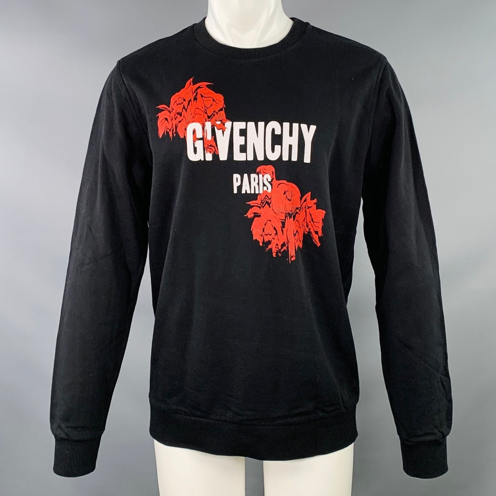 Givenchy Black Red Logo Cotton Cuban Fit Crew Neck Sweatshirt Size US M / EU 48-50 / 2 - 1 Thumbnail