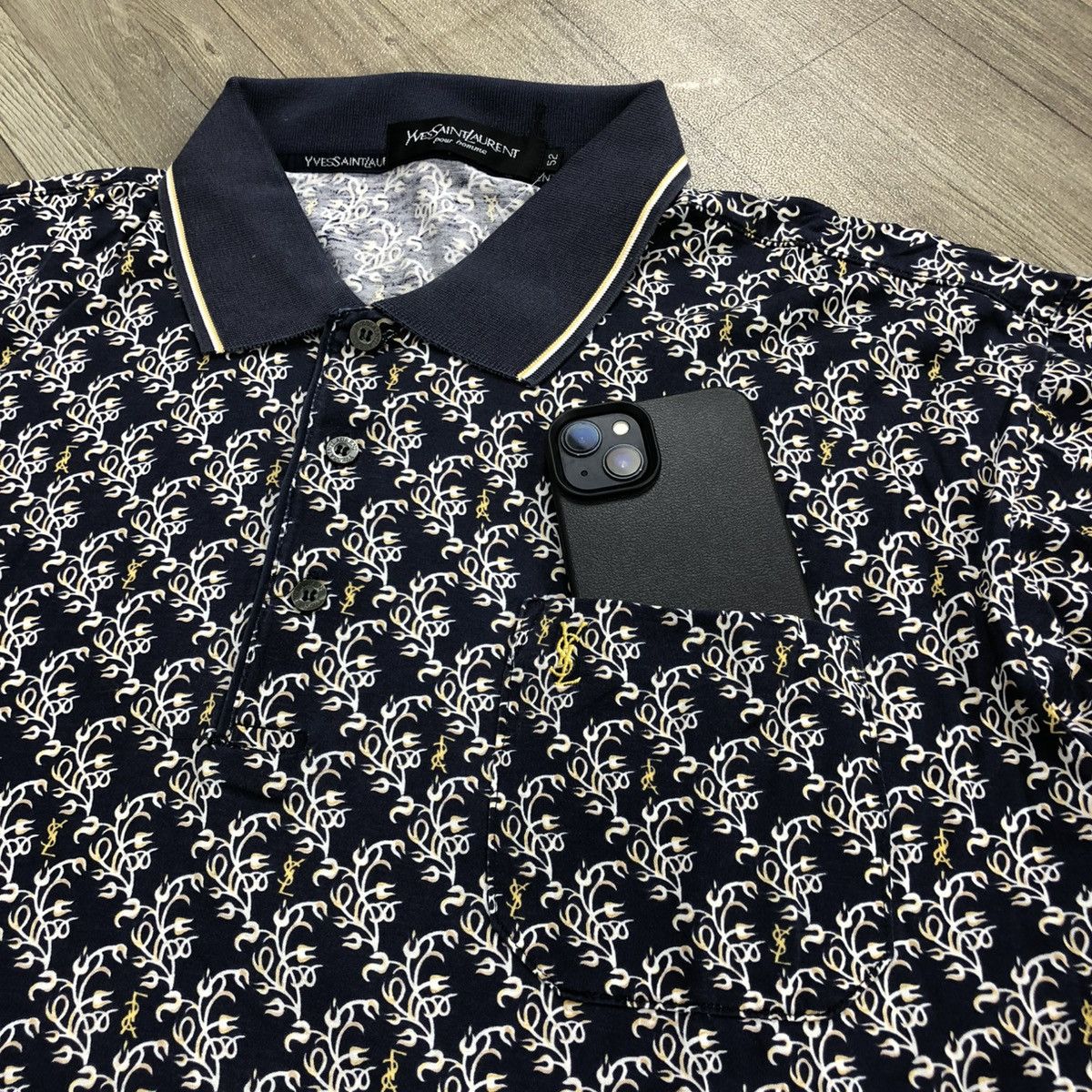 Yves Saint Laurent 🇮🇹Vintage Yves Saint Laurent Pour Homme Ysl Luxury Polo Shirt Size US L / EU 52-54 / 3 - 3 Thumbnail