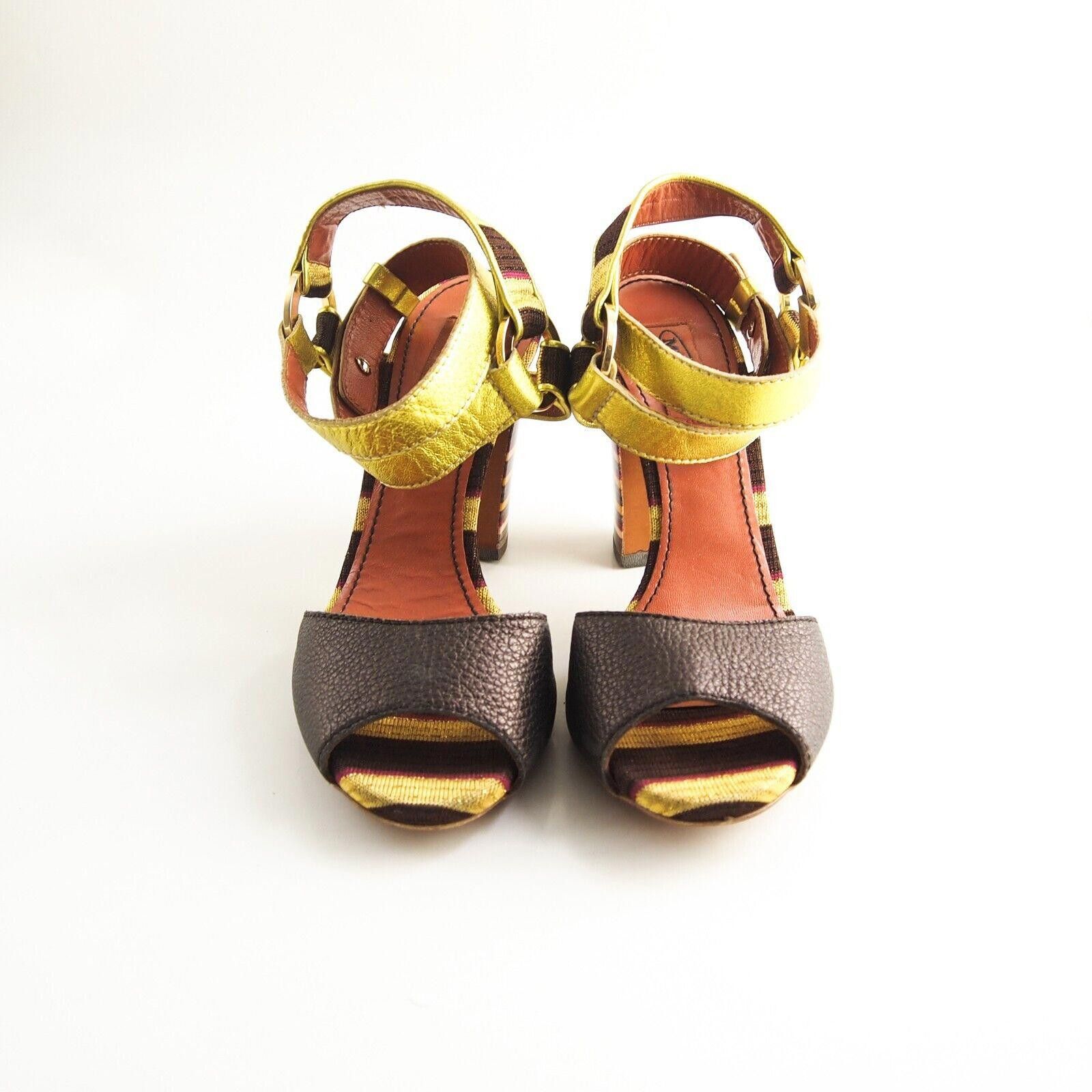 Missoni Missoni Sandals Brown Green Striped Leather US 8 EU 38 Size US 8 / IT 38 - 3 Thumbnail