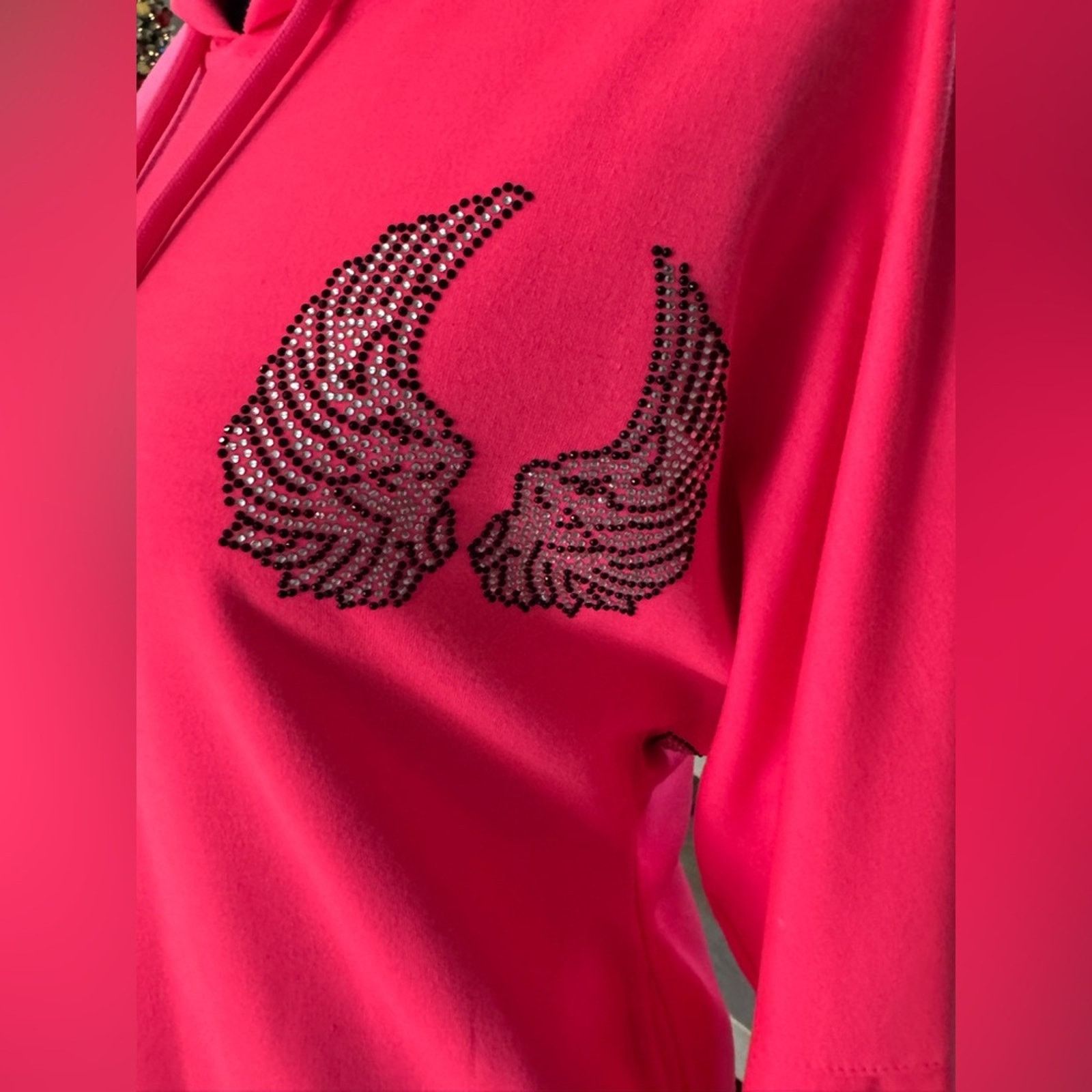 Other New Hot Pink Hoodie Dress with pockets and Wing Design Size S / US 4 / IT 40 - 3 Thumbnail