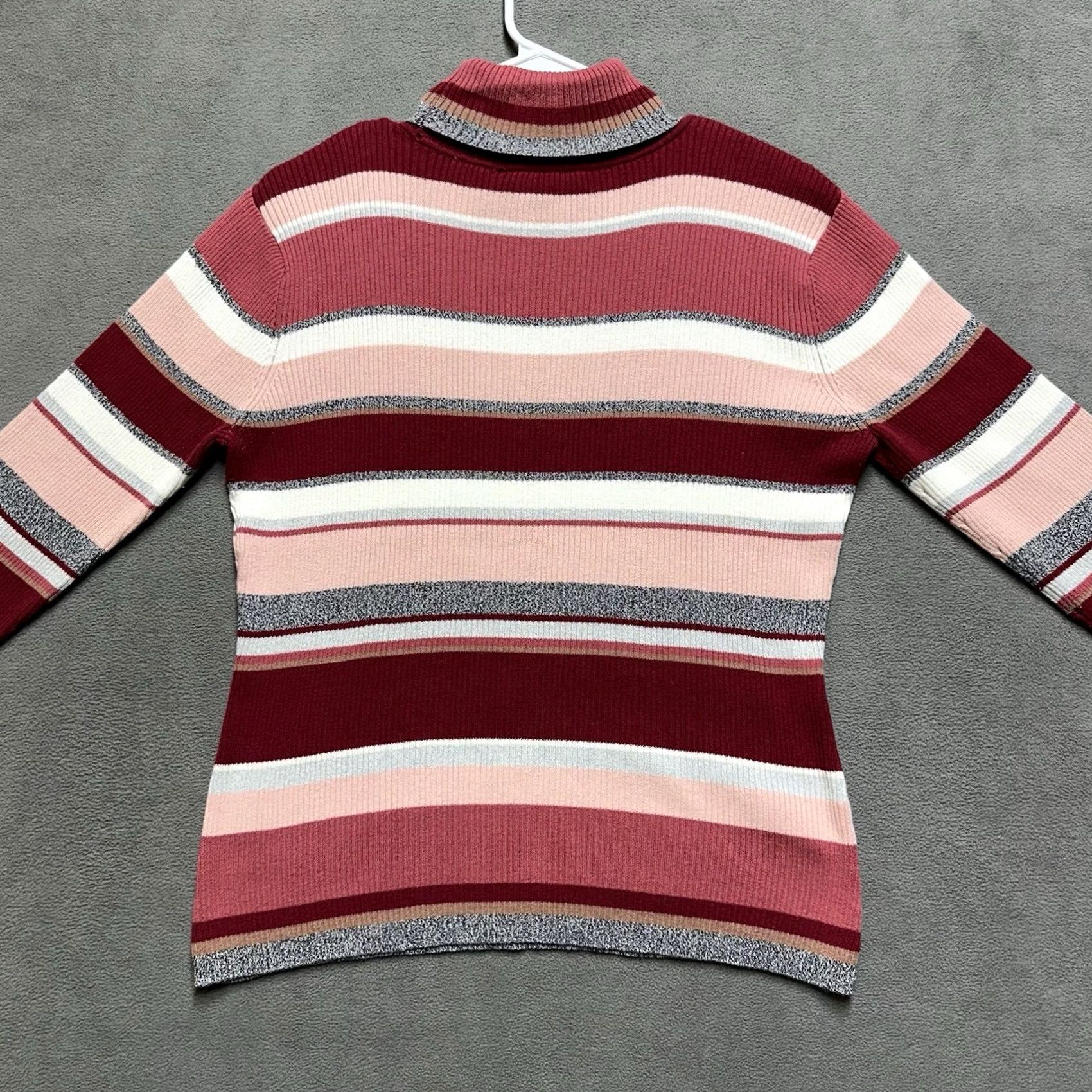 Pinko JH Collectibles Sweater Womens Large Pink Striped Turtleneck Ribbed Long Sleeve Size L / US 10 / IT 46 - 2 Thumbnail