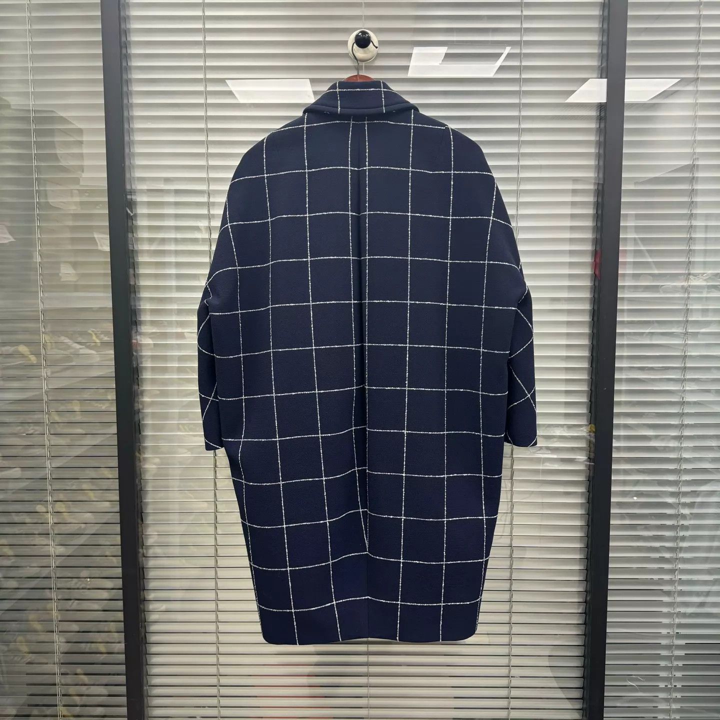 Balenciaga Balenciaga Navy Check Cape Coat Women's 36 99 New Size XS / US 0-2 / IT 36-38 - 2 Thumbnail