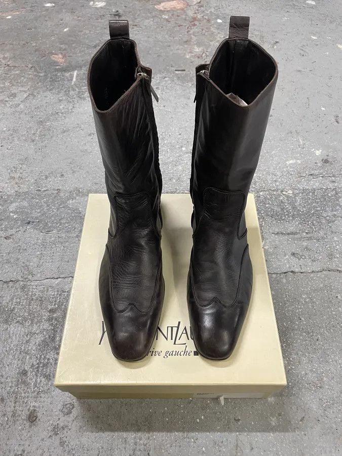 Saint Laurent Paris 1990s Yves Saint Laurent Rive Gauche Black Leather Ankle Boots Size US 7 / EU 40 - 2 Thumbnail