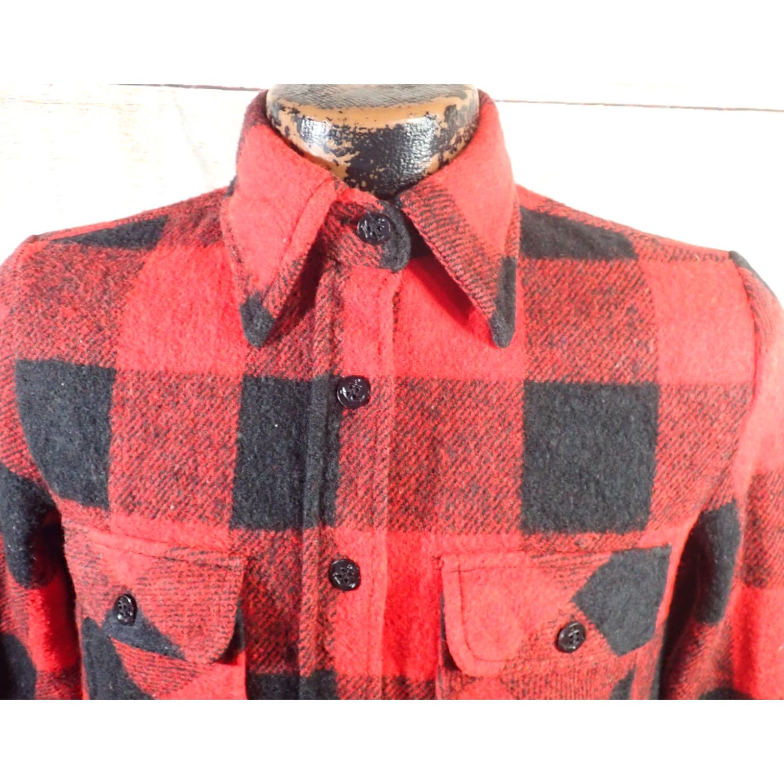 Vintage VINTAGE Red Black Buffalo Plaid Wool CPO Shirt Jacket Mens XS Womens Sm Cotton? Size XS / US 0-2 / IT 36-38 - 4 Thumbnail