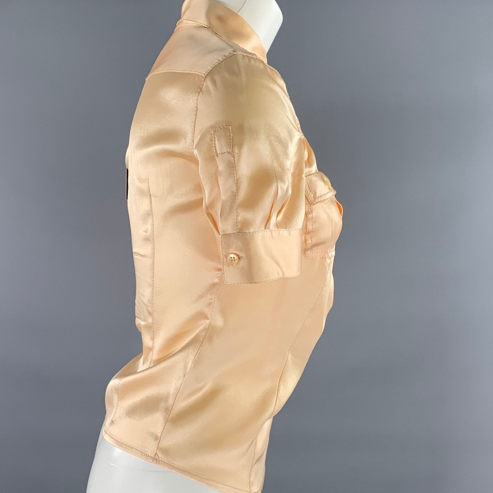 Prada PRADA Size 4 Orange Silk Short Sleeve Blouse Size S / US 4 / IT 40 - 3 Thumbnail