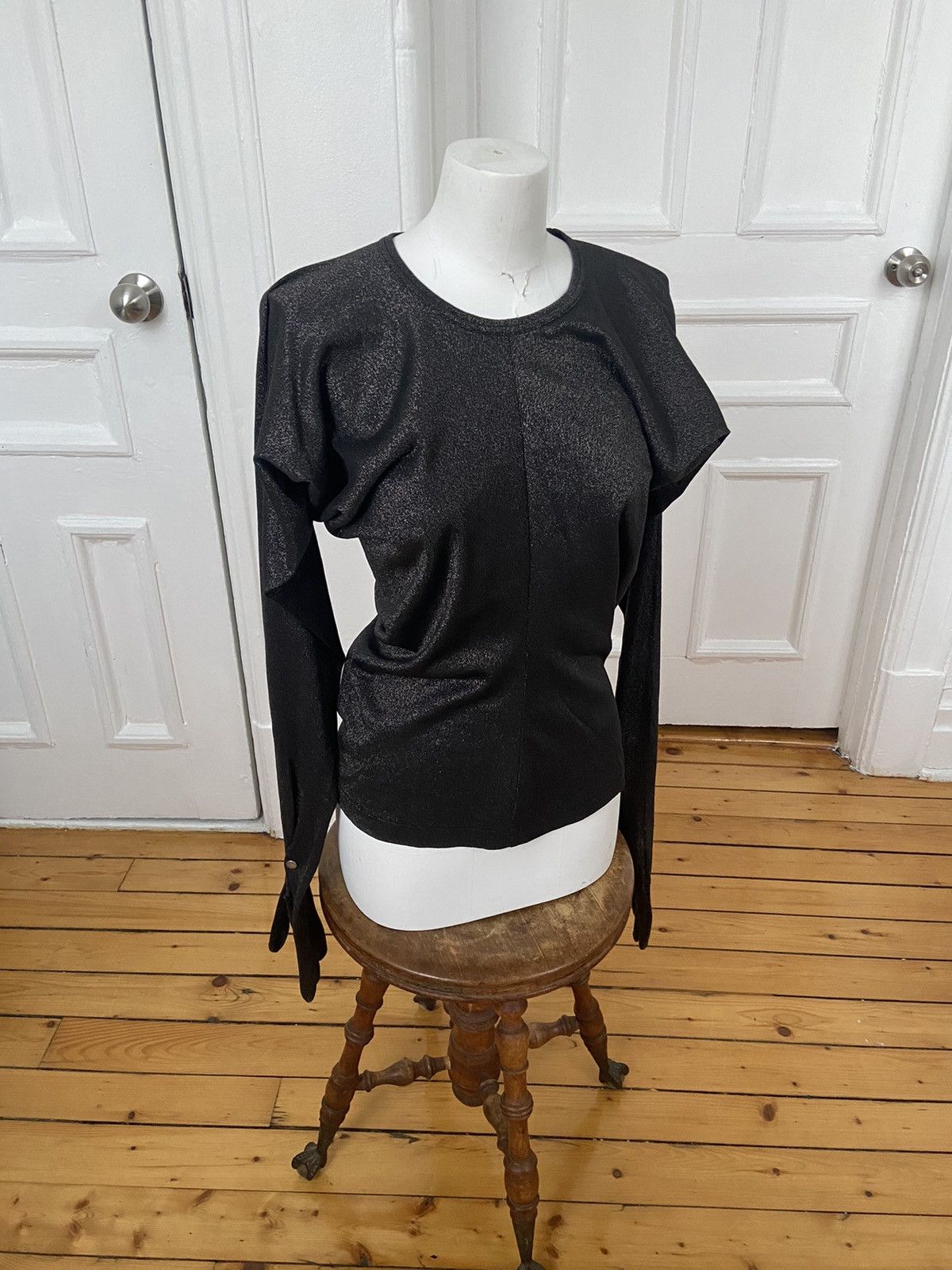 image of Comme Des Garcons Noir 80's Gloved Lurex Long Sleeve in Black, Women's (Size Medium)