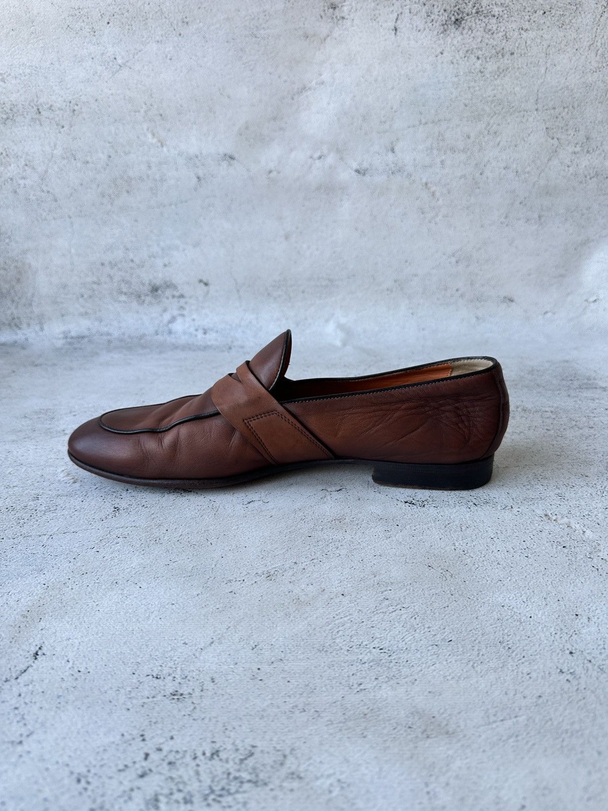 Santoni Santoni Loafers Brown Leather Penny Slip-On Dress Shoes Size US 9.5 / EU 42-43 - 18 Thumbnail
