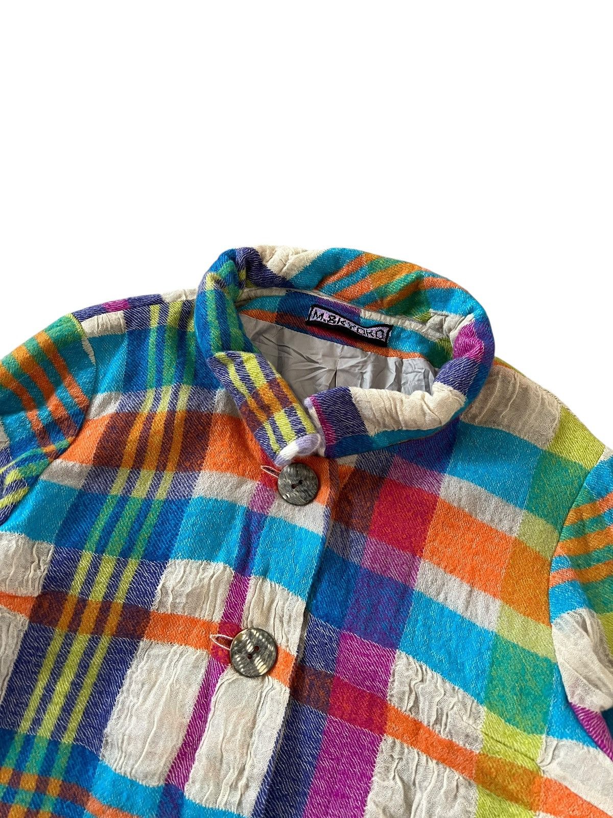 Issey Miyake M. & Kyoko Multicolor Plaid Wool Textured Coats Size M / US 6-8 / IT 42-44 - 3 Thumbnail