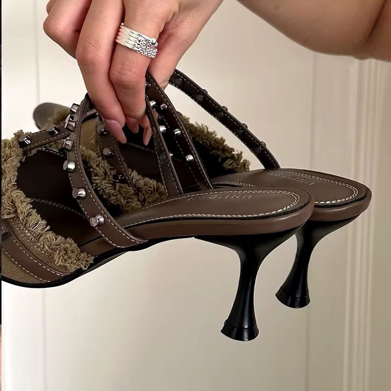 Designer × Vintage Retro Patchwork High Heels Trendy Sandals Size US 8 / IT 38 - 7 Thumbnail